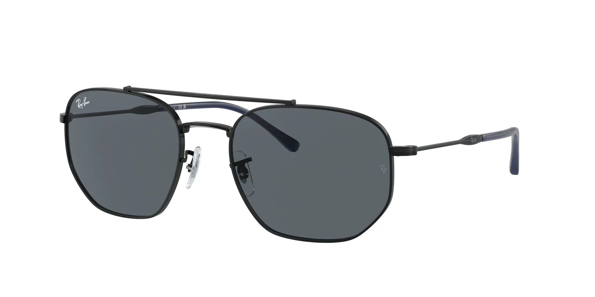 Ray - Ban RB3707 9257R5 Occhiali da sole Metallo Nero Blu Geometrica Normale - immagine 1