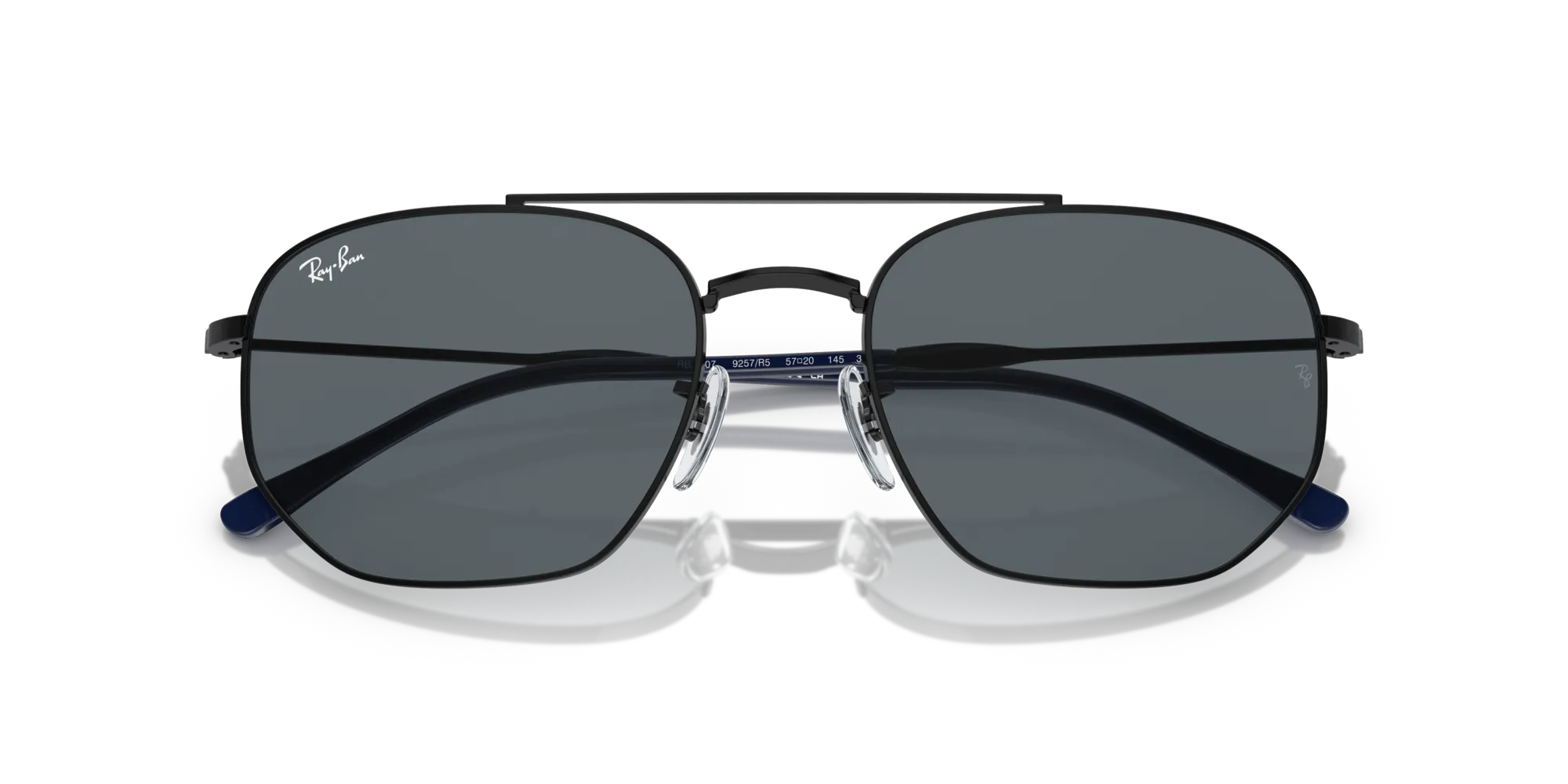 Ray - Ban RB3707 9257R5 Occhiali da sole Metallo Nero Blu Geometrica Normale - immagine 2