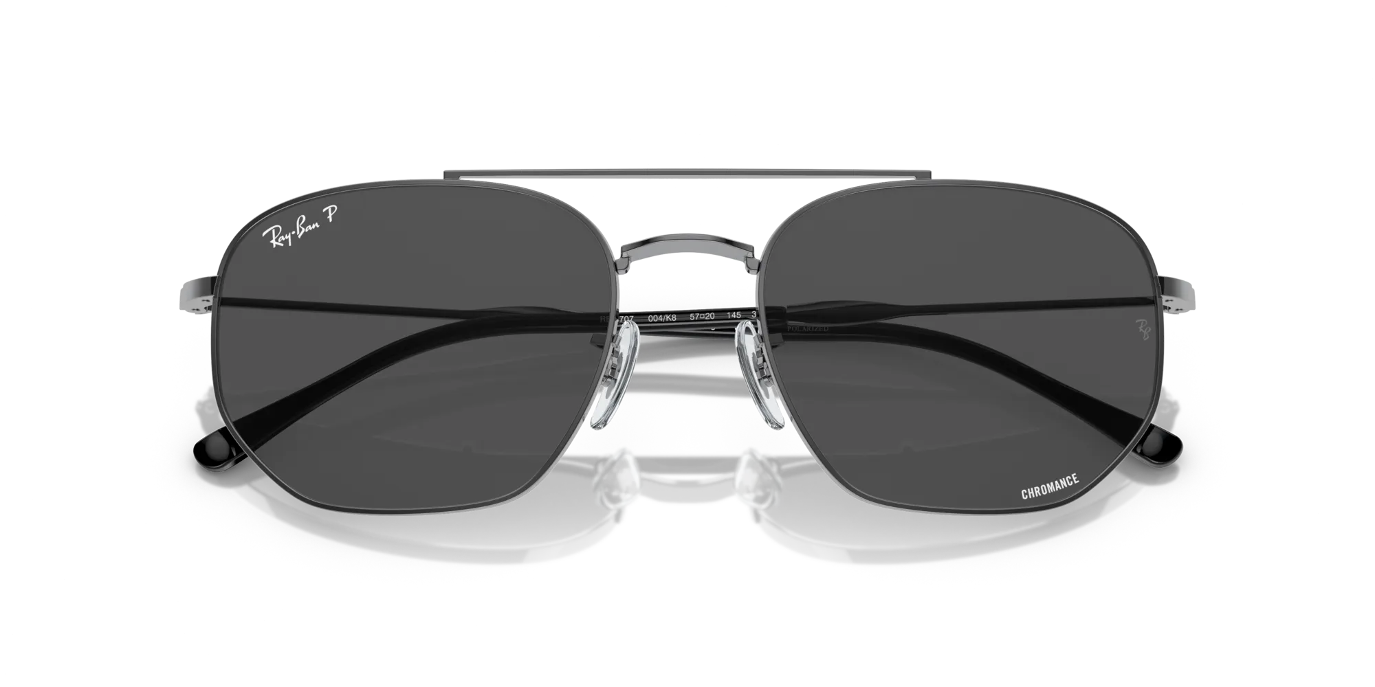 Ray - Ban RB3707 004/K8 Occhiali da sole Metallo Grigio Grigio Geometrica Polarizzata - immagine 2