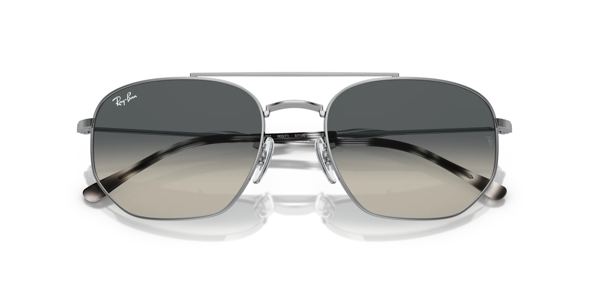 Ray - Ban RB3707 003/71 Occhiali da sole Metallo Argento Grigio Geometrica Normale Sfumato - immagine 2