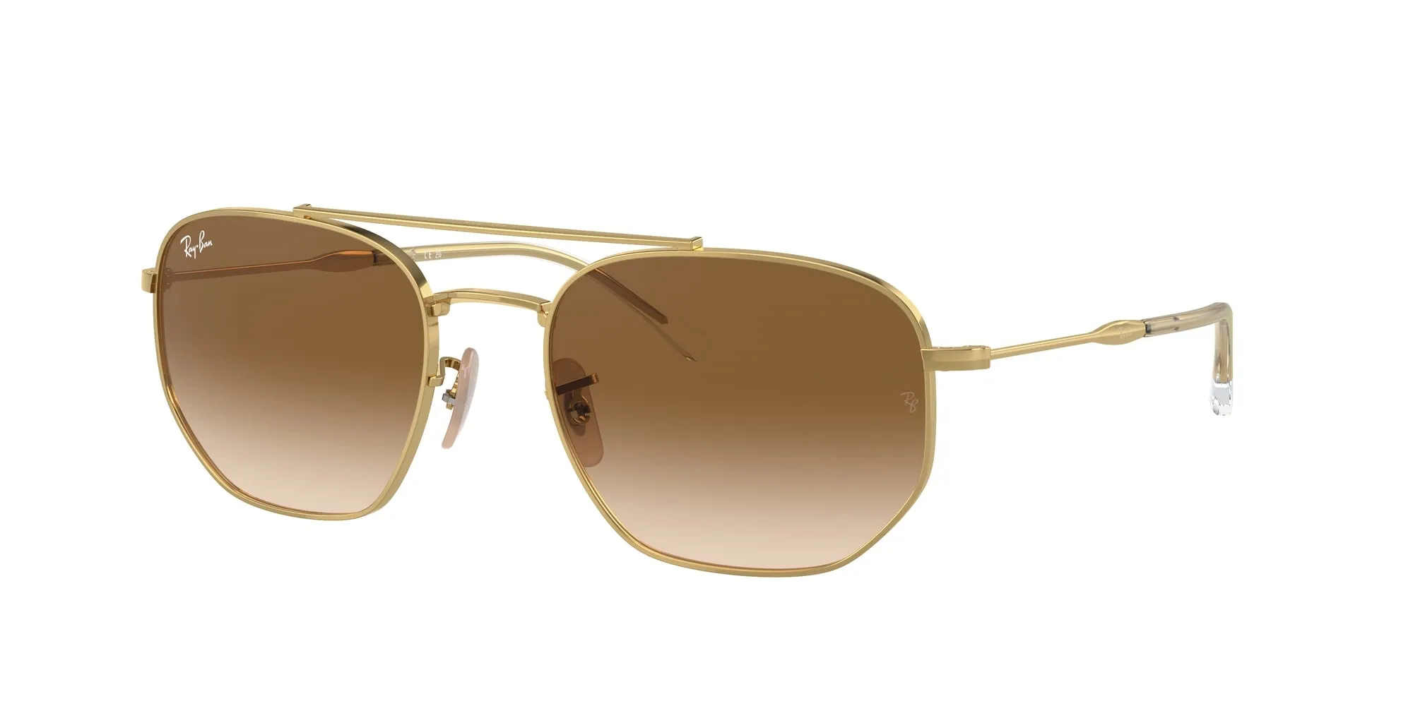 Ray - Ban RB3707 001/51 Occhiali da sole Metallo Oro Marrone Geometrica Normale Sfumato - immagine 1