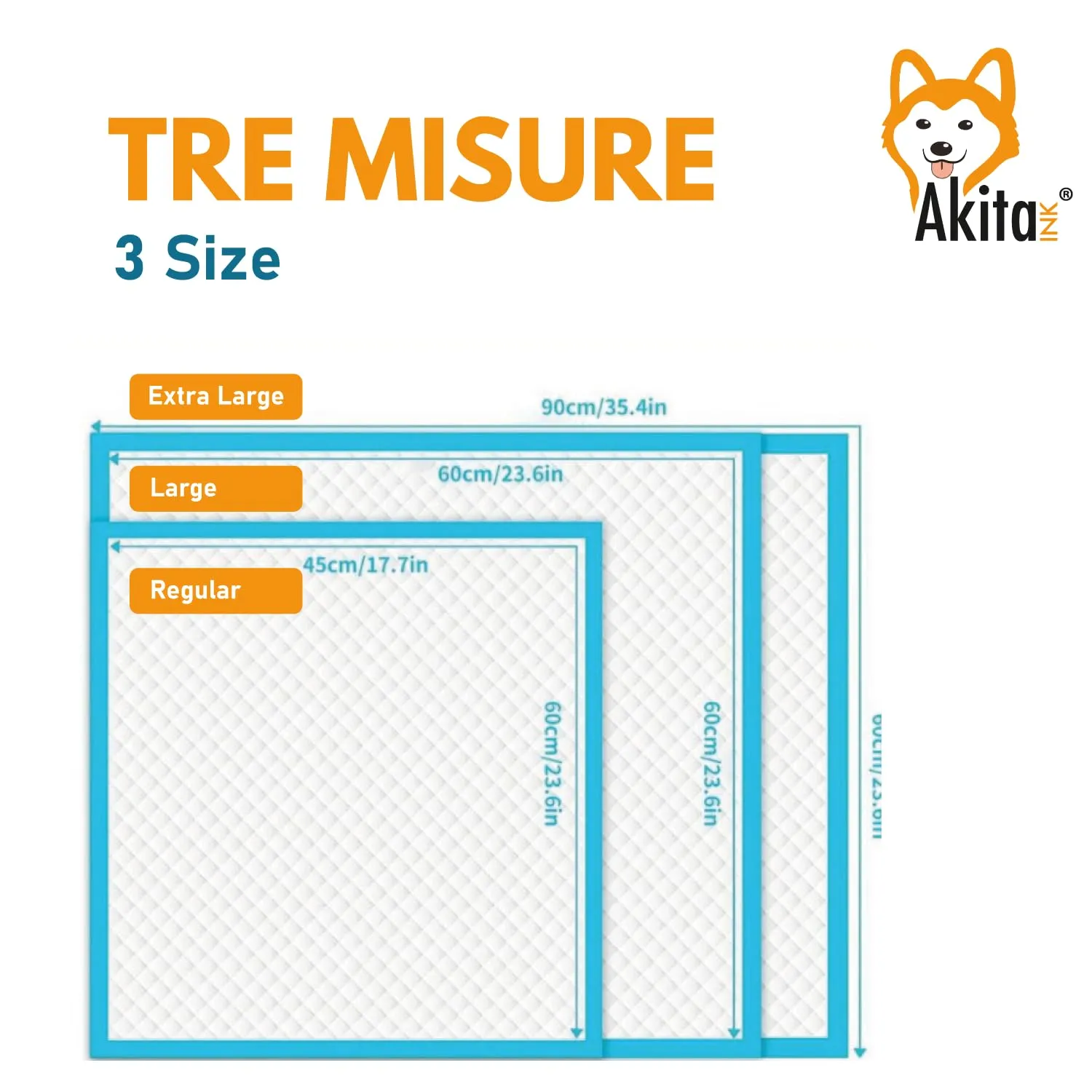 Akitaink - 120 Traverse per Animali Super Assorbenti - Dimensioni 60x60 cm - Tappetini Igienici per Cani e Gatti Multiuso (120 pz 60X60 cm) - immagine 6