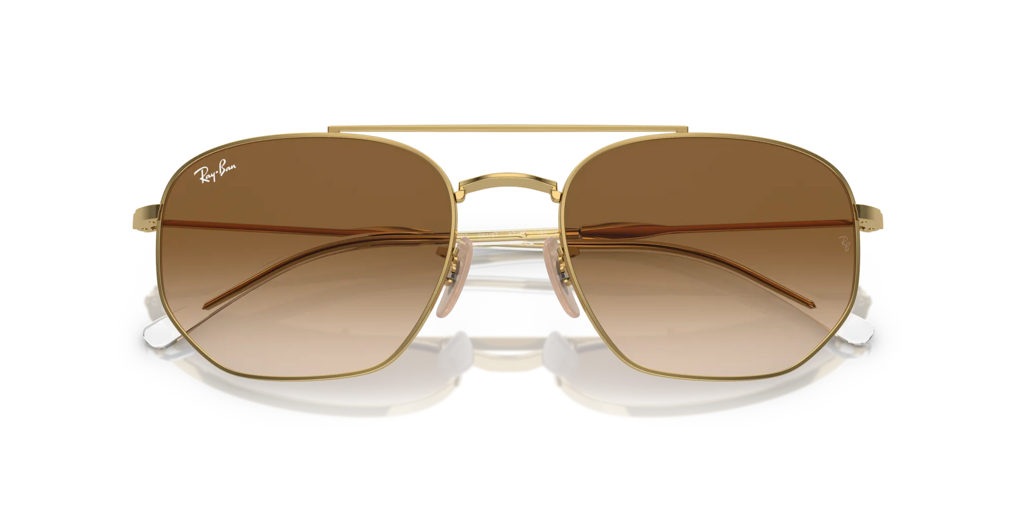 Ray - Ban RB3707 001/51 Occhiali da sole Metallo Oro Marrone Geometrica Normale Sfumato - immagine 2