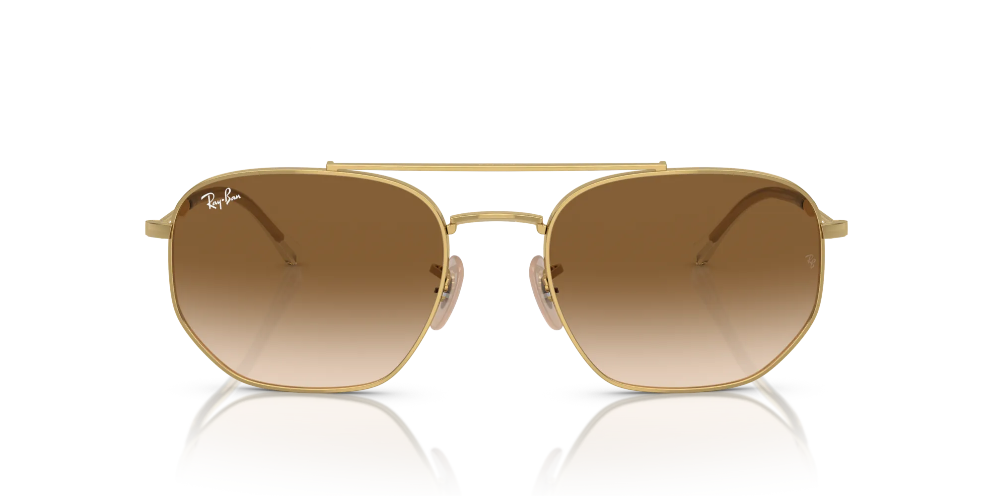 Ray - Ban RB3707 001/51 Occhiali da sole Metallo Oro Marrone Geometrica Normale Sfumato - immagine 3