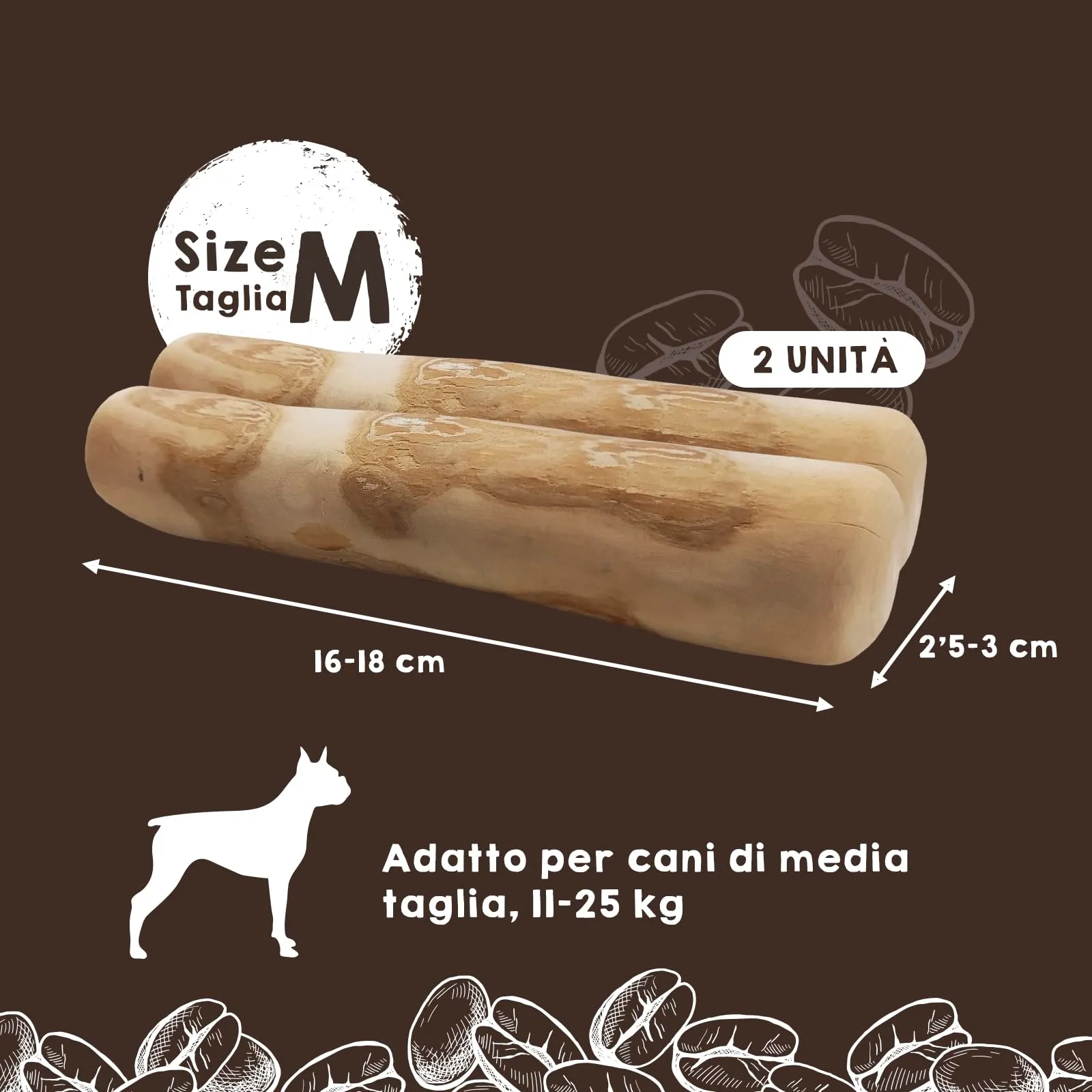 MAIKAI Legno di Caffè per Cani, 2 Masticativi Naturali, Taglia M - immagine 3