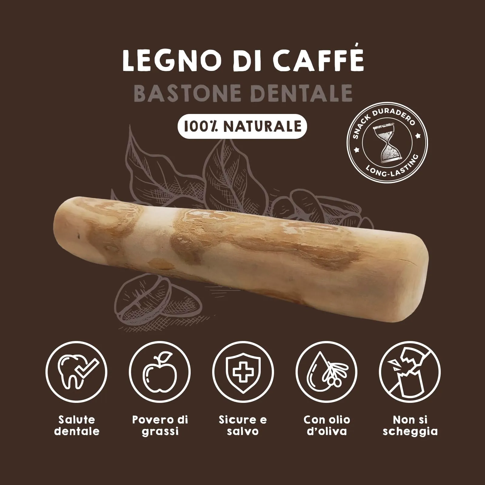 MAIKAI Legno di Caffè per Cani, 2 Masticativi Naturali, Taglia L - immagine 2