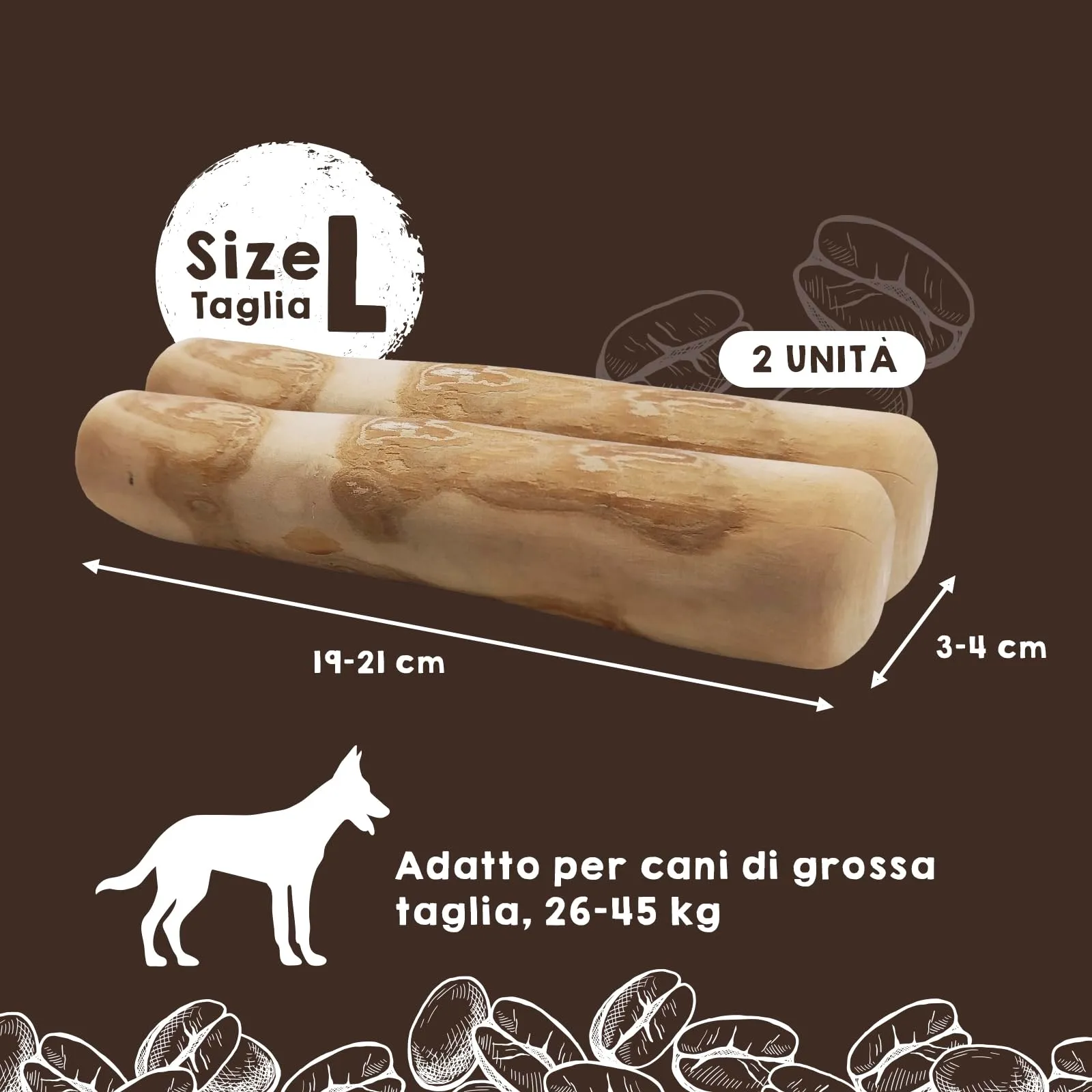 MAIKAI Legno di Caffè per Cani, 2 Masticativi Naturali, Taglia L - immagine 3