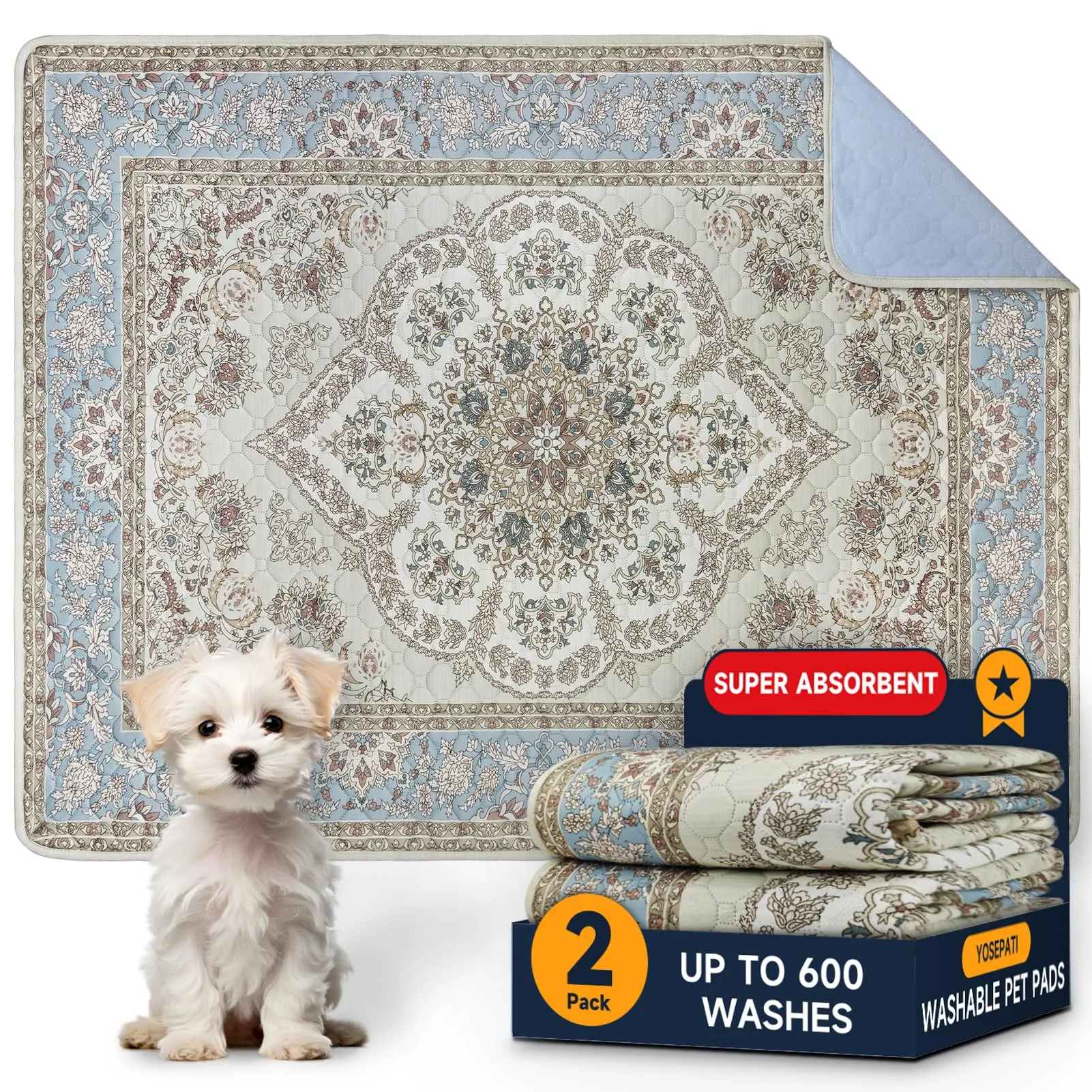 YOSEPATI Tappetini lavabili per cani, 2 tappetini con feromoni, 122x92 cm - immagine 1