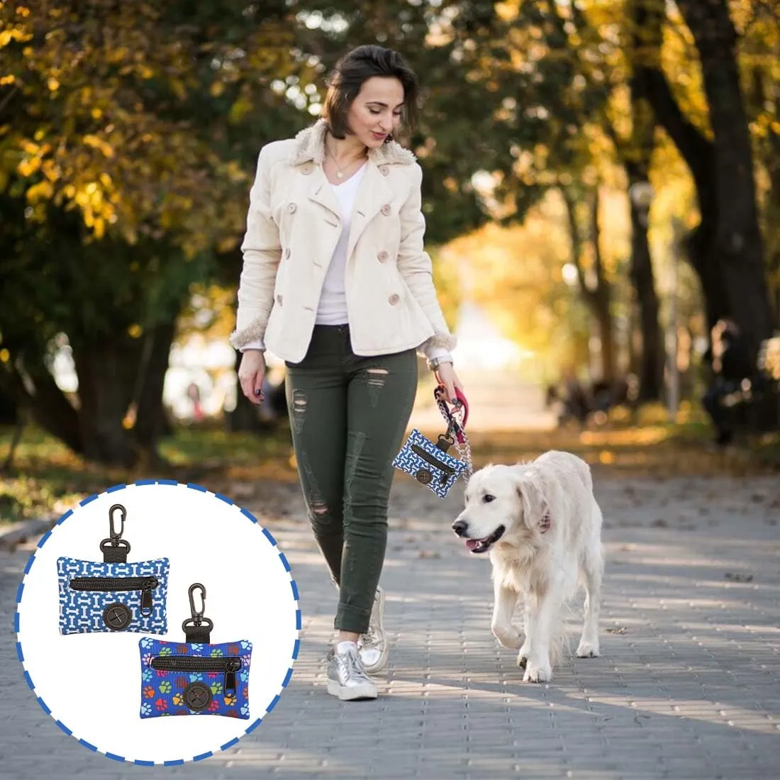 XPEX 2 pezzi Sacchetti cane cacca Porta bustine cane cacca Porta sacchetti per la spazzatura per cani dispenser portatile per sacchetti di escrementi per passeggiate all'aperto, corsa o escursionismo - immagine 5