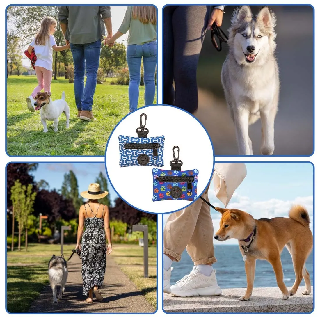 XPEX 2 pezzi Sacchetti cane cacca Porta bustine cane cacca Porta sacchetti per la spazzatura per cani dispenser portatile per sacchetti di escrementi per passeggiate all'aperto, corsa o escursionismo - immagine 6