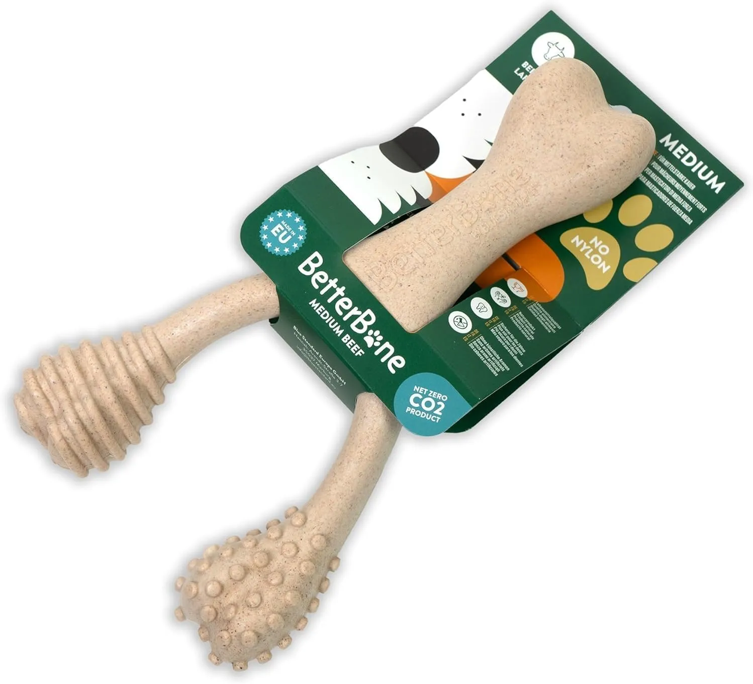 BetterBone - Giocattolo per cani da masticare – Large Medium Beef – Osso da masticare per cani senza nylon e OGM a base di cellulosa – Giocattolo da masticare medio con sapore di manzo – Legno da - immagine 7
