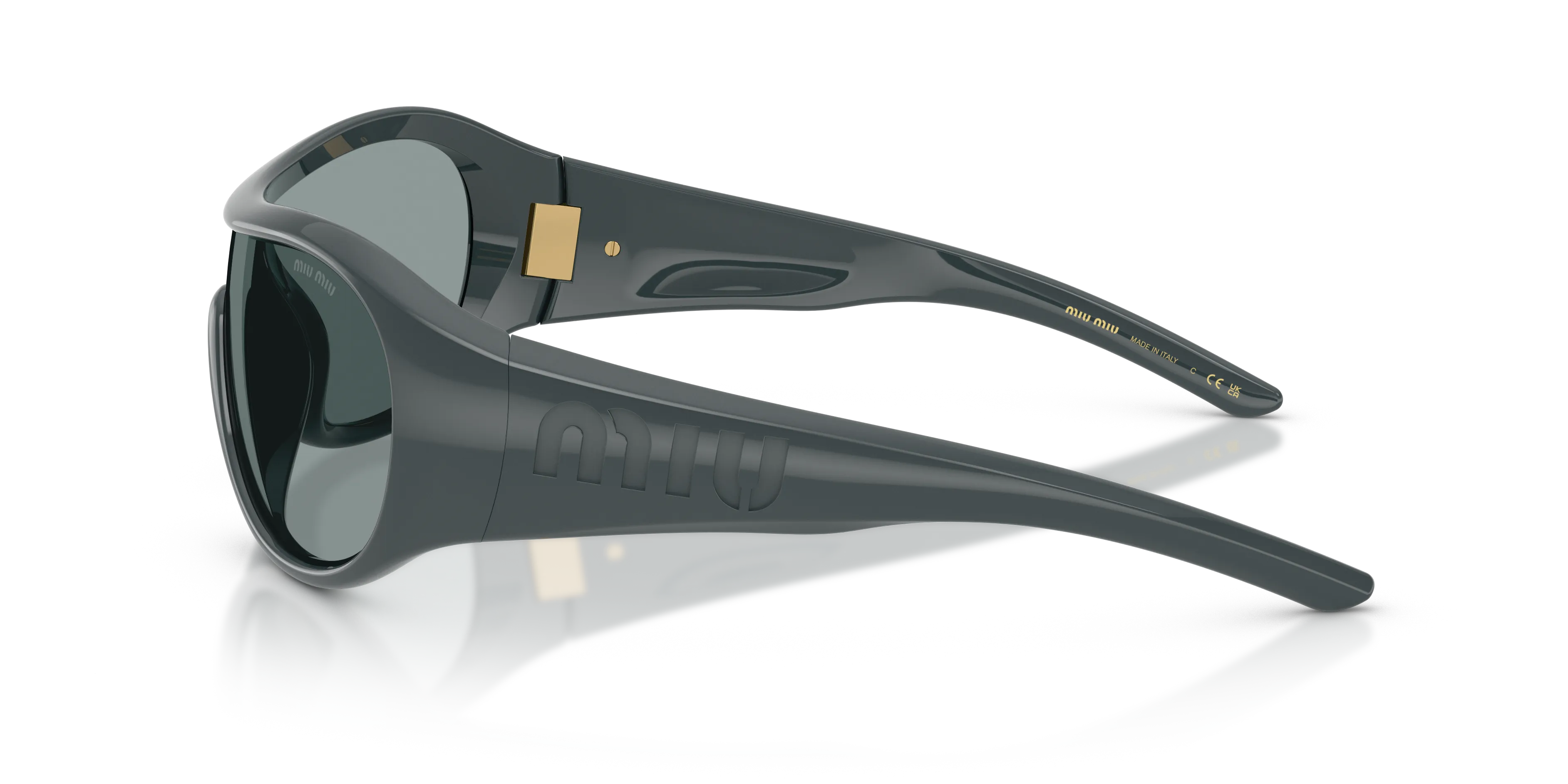 Miu Miu MU B14SU 25N70M Occhiali da sole Iniettato Grigio Nero Geometrica Normale - immagine 4