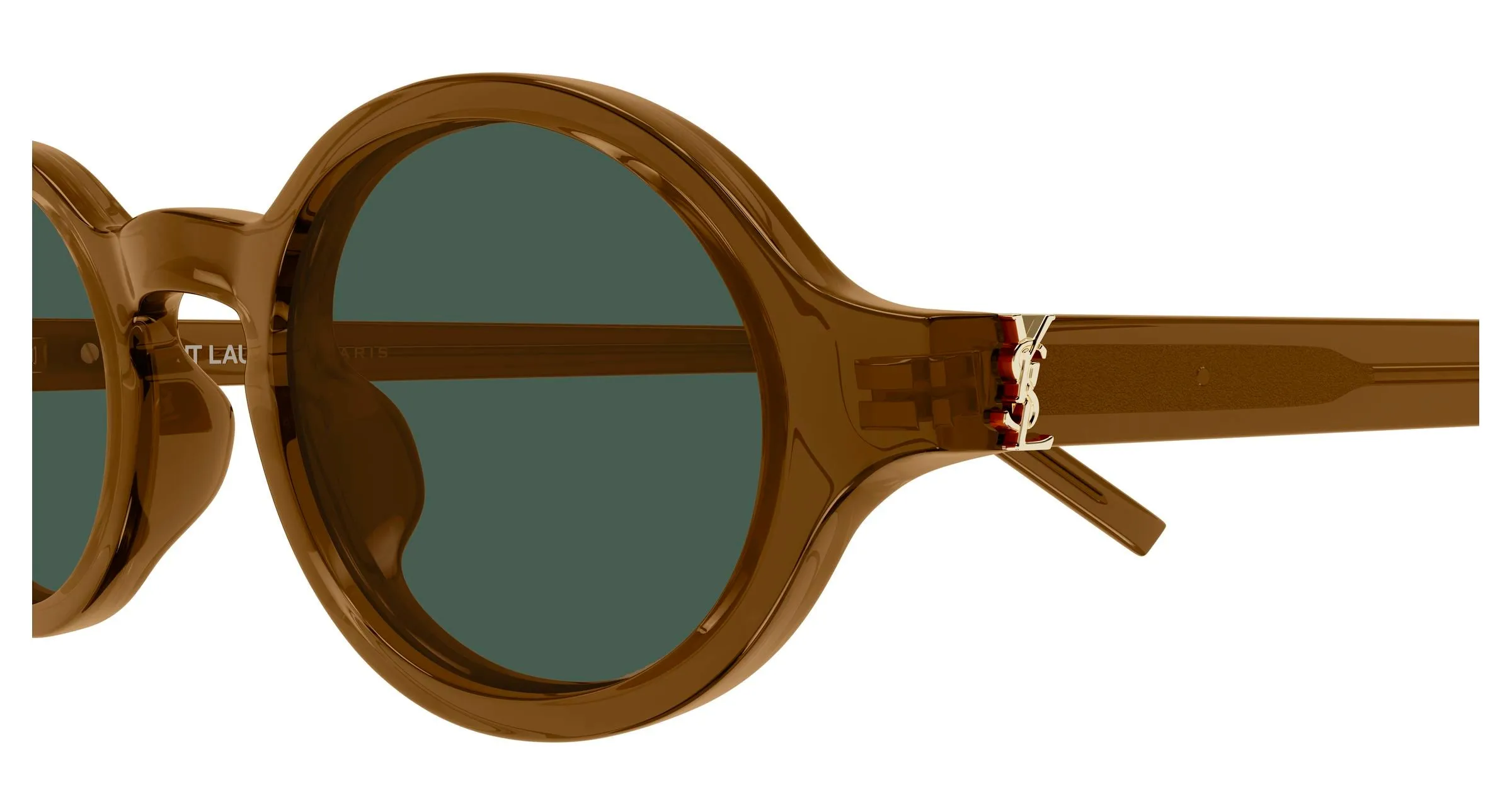 SAINT LAURENT SL M161 004 Occhiali da sole Acetato Marrone Verde Rotonda - immagine 3