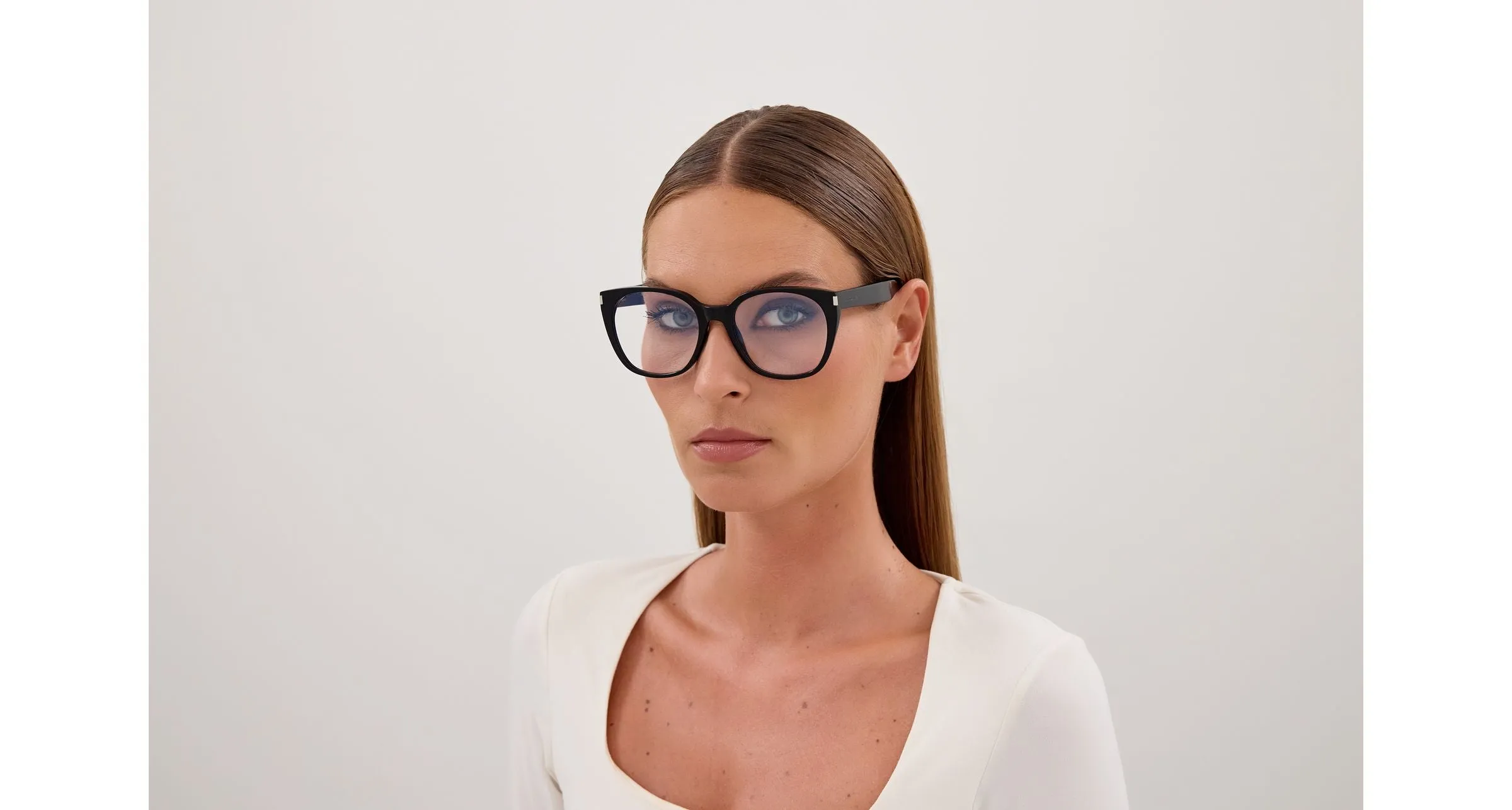 SAINT LAURENT SL 897 001 Montature da vista Acetato Nero Trasparente Cat Eye Antiriflesso - immagine 4