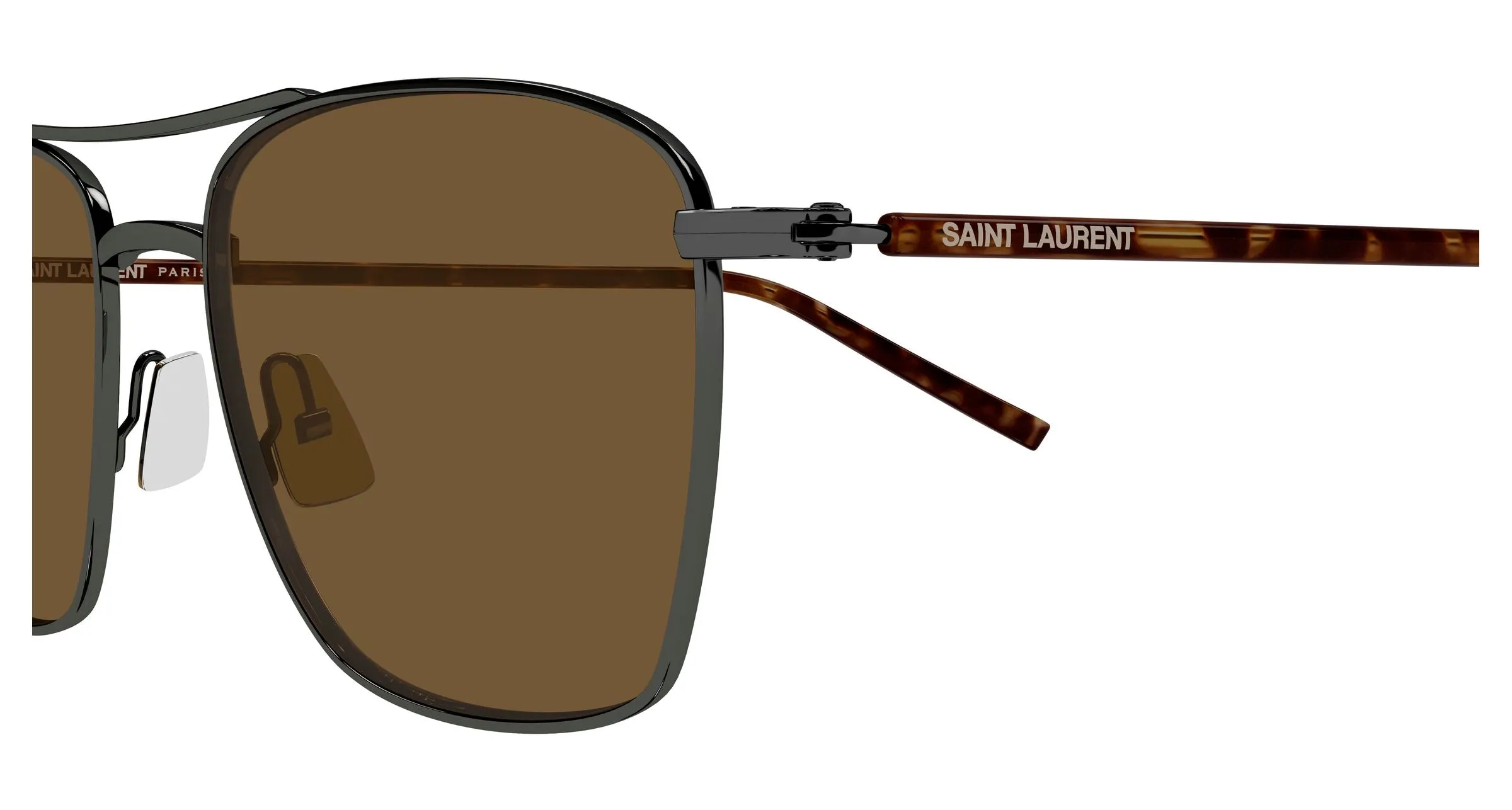 SAINT LAURENT SL 866 004 Occhiali da sole Metallo Rutenio Marrone Pilot - immagine 3