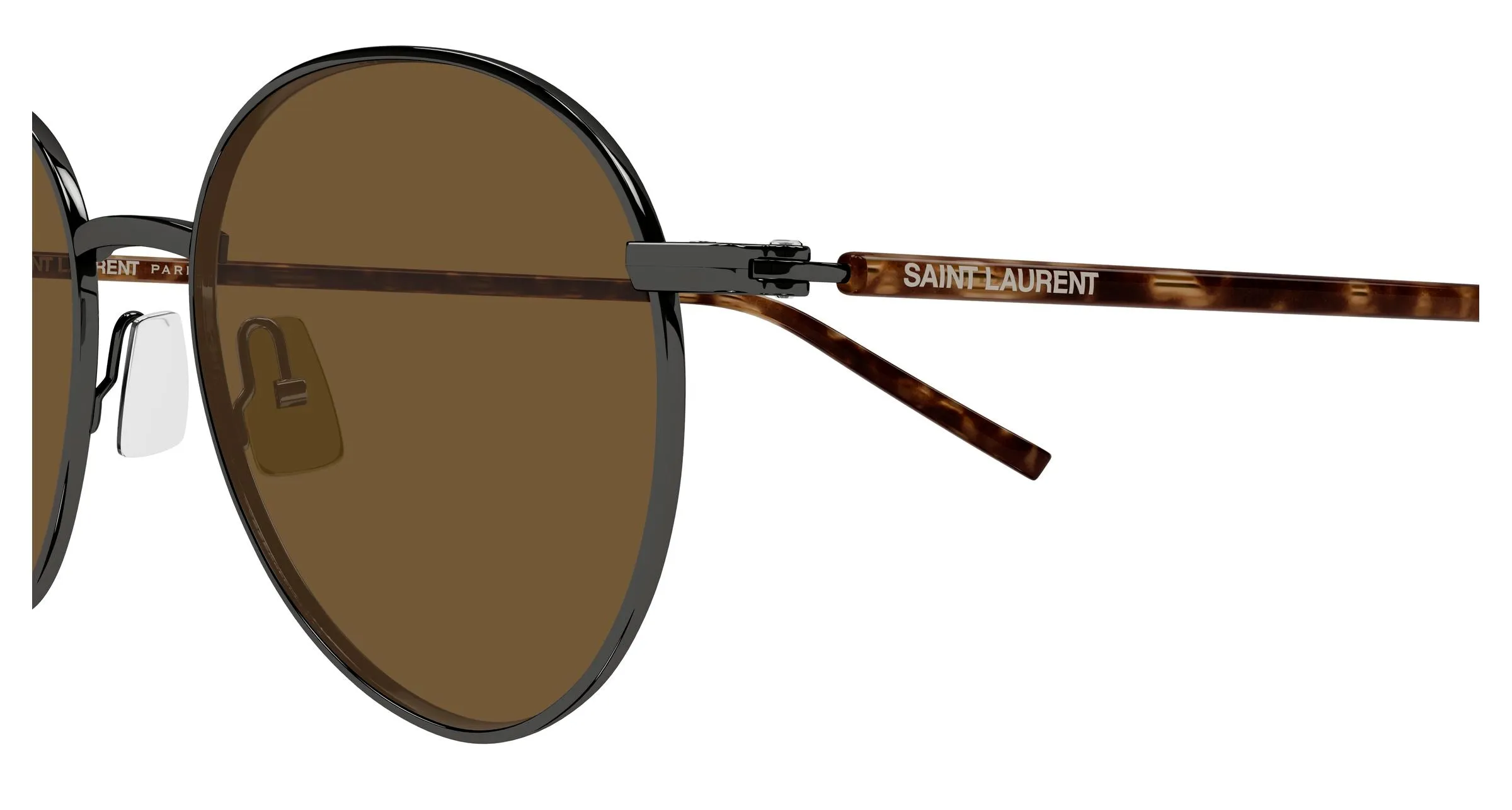 SAINT LAURENT SL 865 004 Occhiali da sole Metallo Rutenio Marrone Rotonda - immagine 3