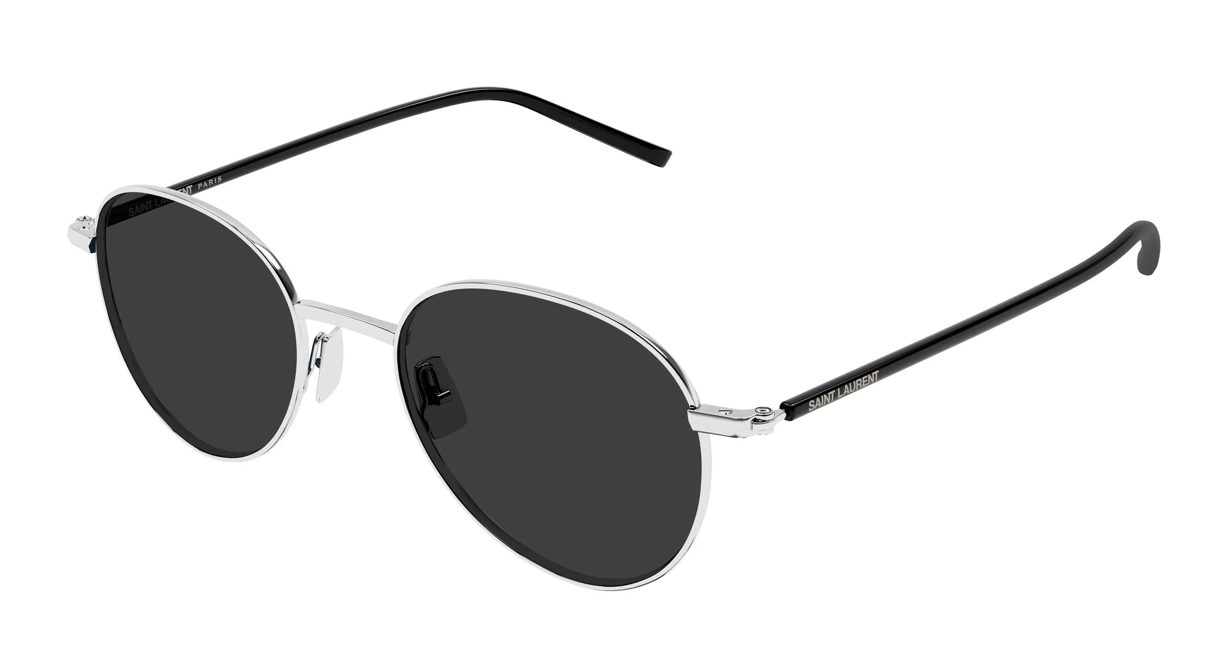 SAINT LAURENT SL 865 002 Occhiali da sole Metallo Argento Grigio Rotonda - immagine 1