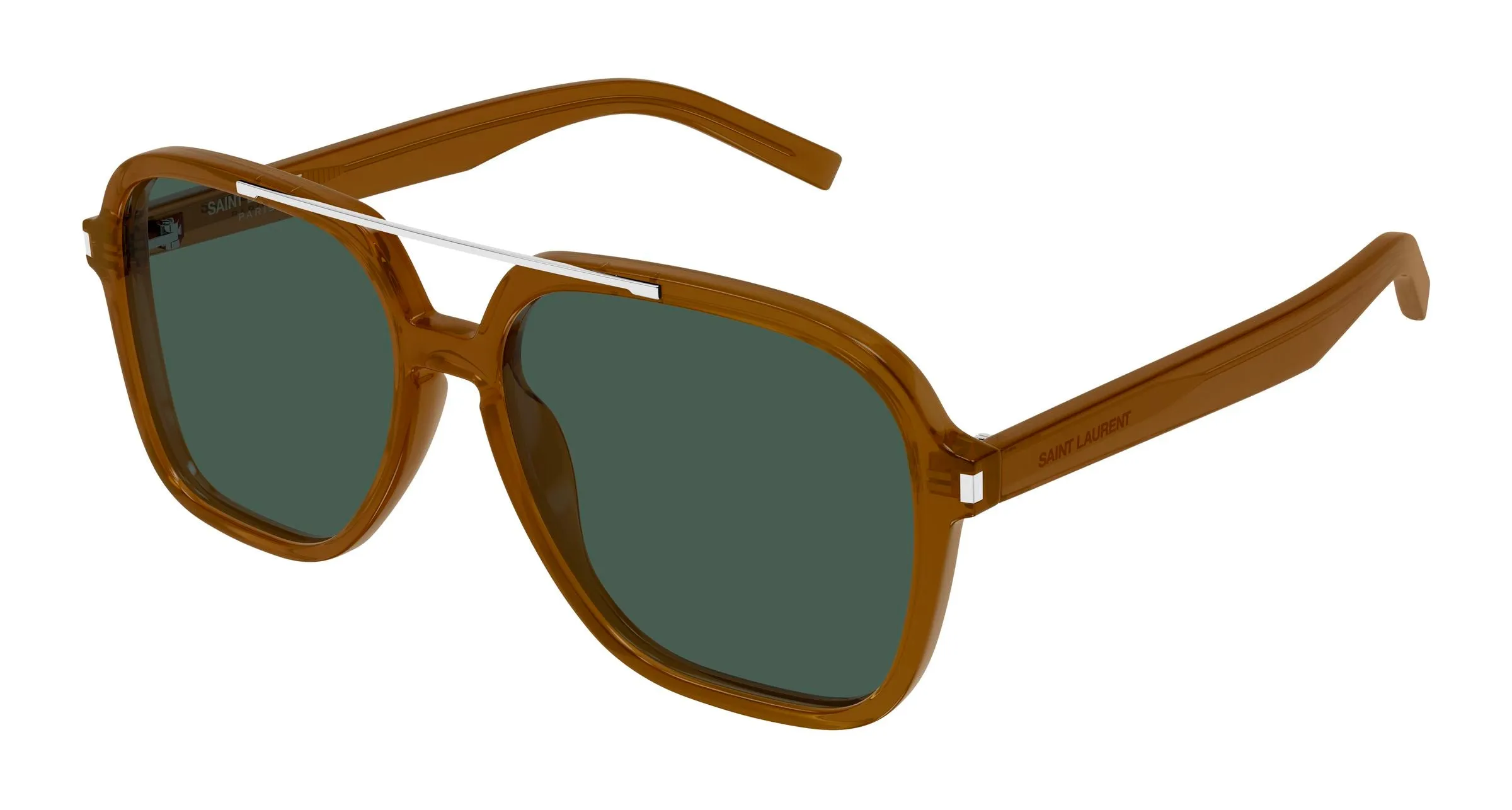SAINT LAURENT SL 545 004 Occhiali da sole Acetato Marrone Verde Squadrata - immagine 1