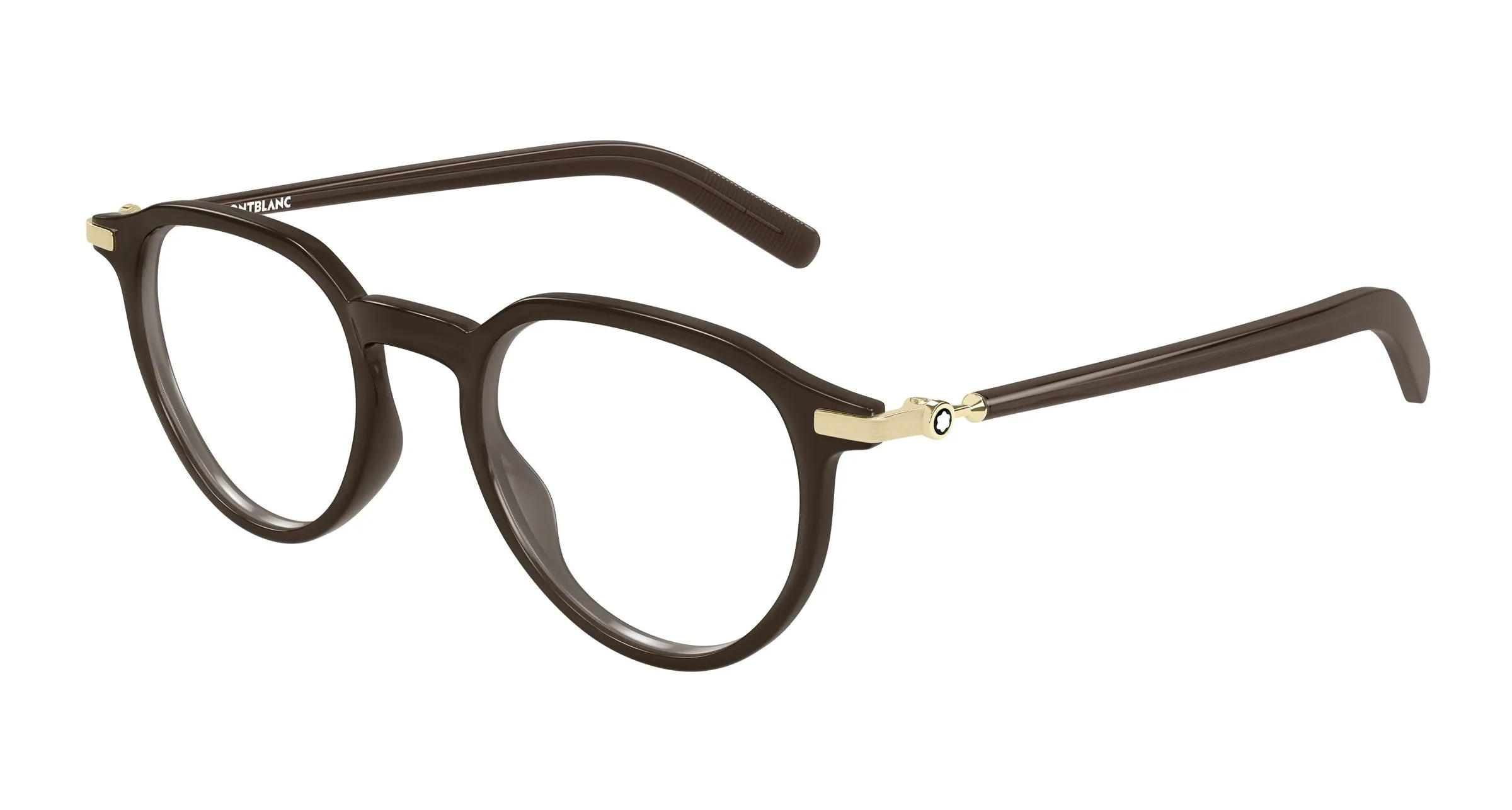 Montblanc MB0495O 004 Montature da vista Iniettato Marrone Trasparente Rotonda - immagine 1