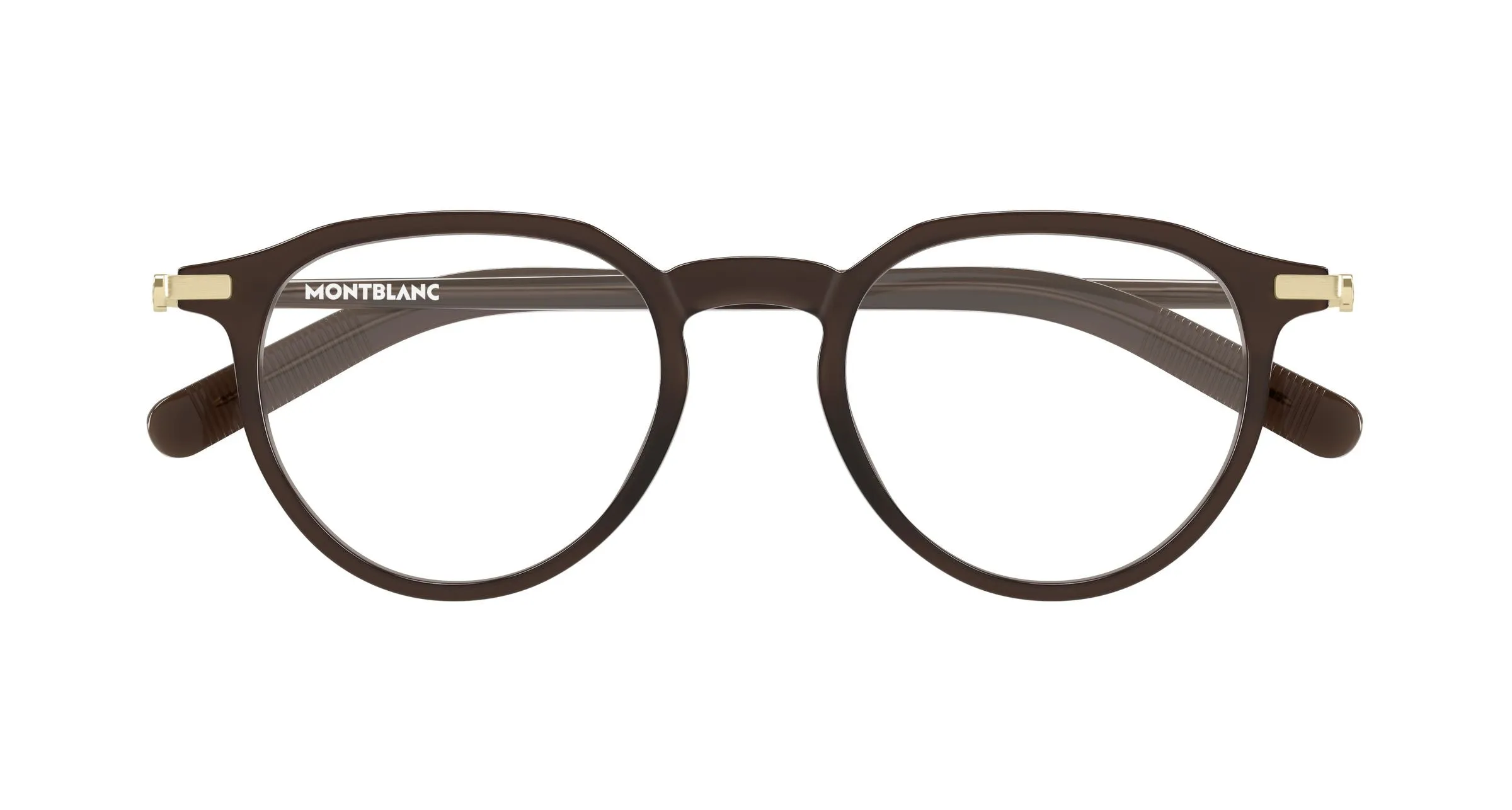 Montblanc MB0495O 004 Montature da vista Iniettato Marrone Trasparente Rotonda - immagine 2