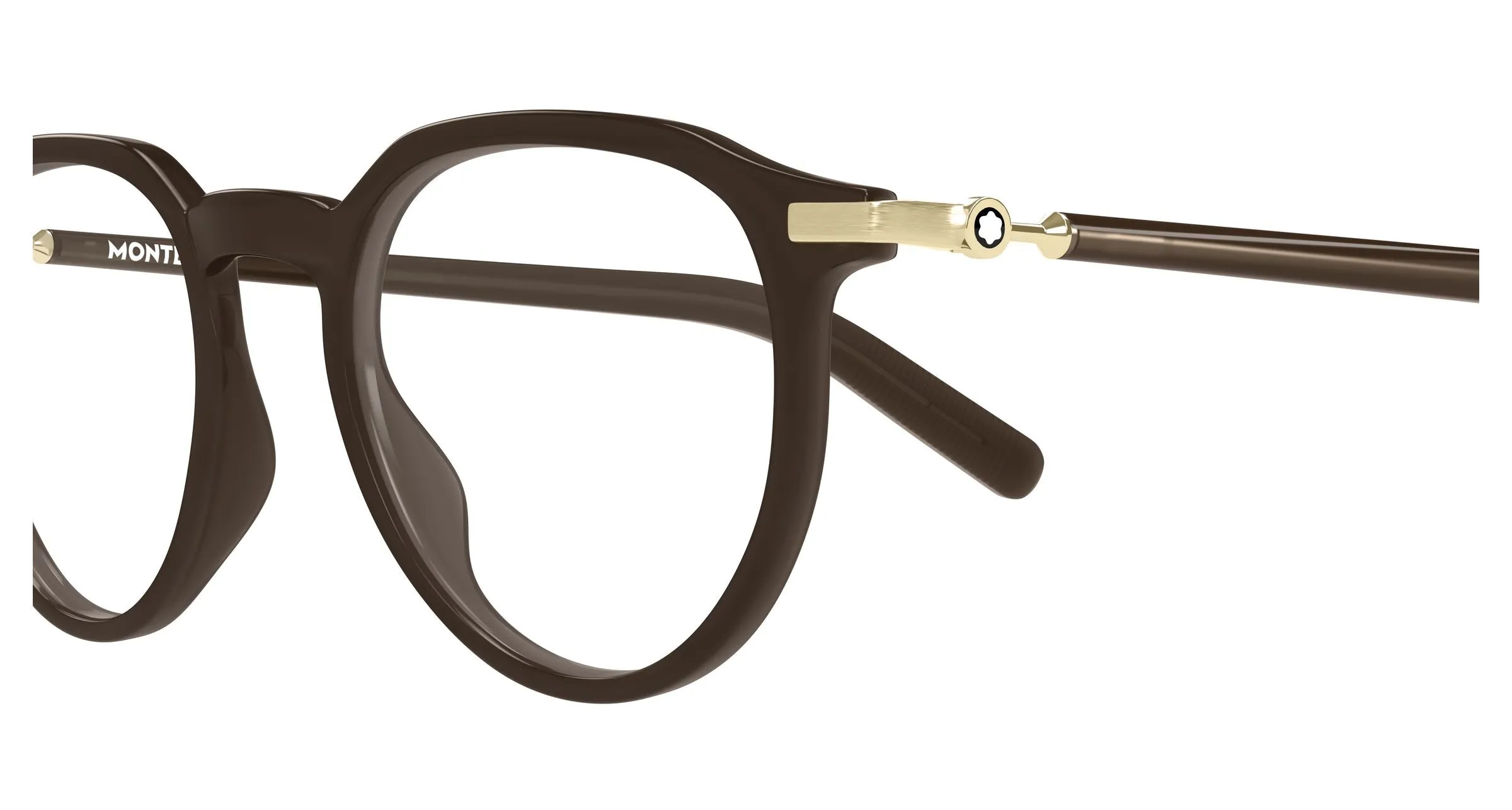 Montblanc MB0495O 004 Montature da vista Iniettato Marrone Trasparente Rotonda - immagine 3