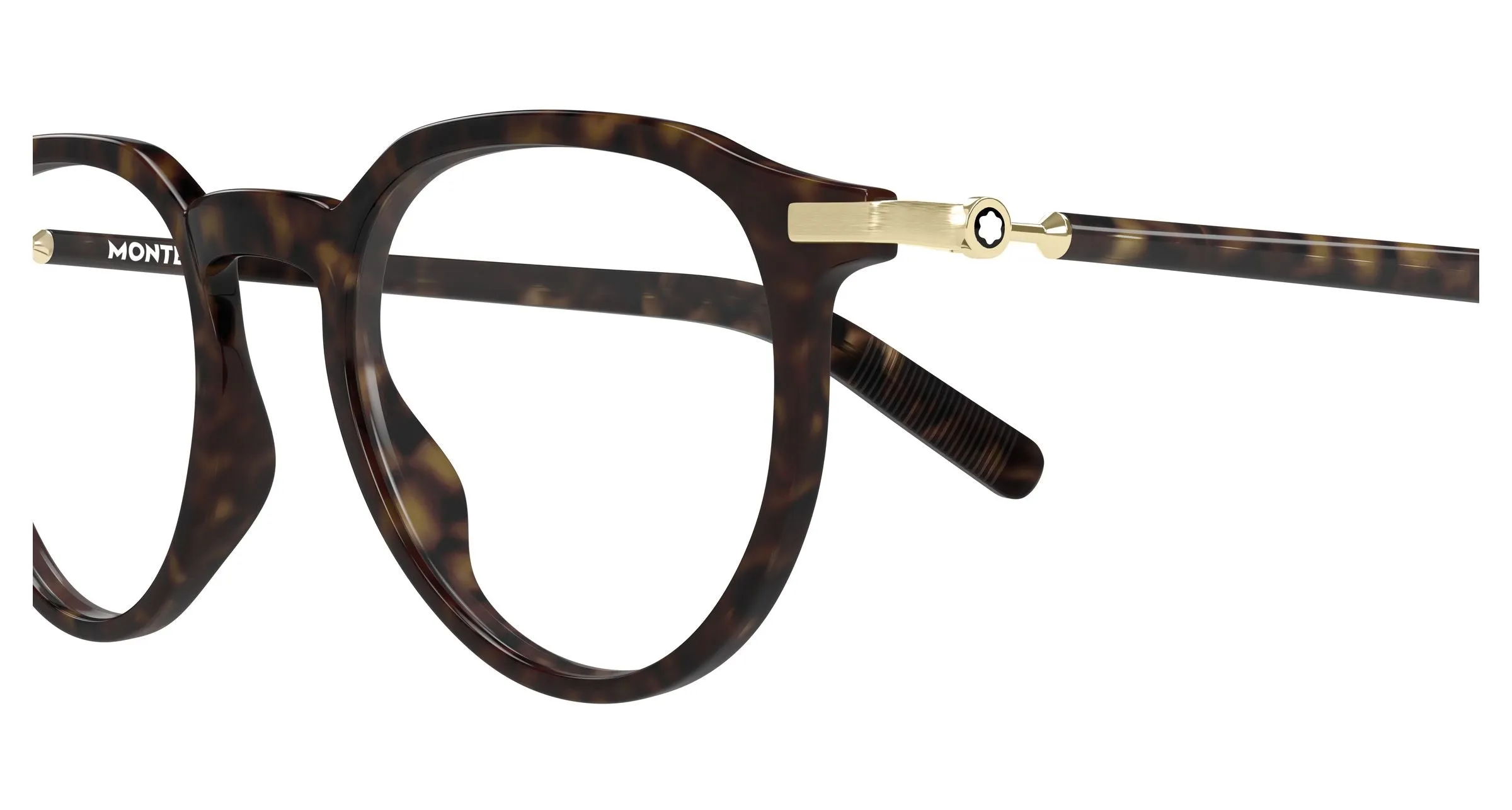 Montblanc MB0495O 003 Montature da vista Iniettato Havana Trasparente Rotonda - immagine 3