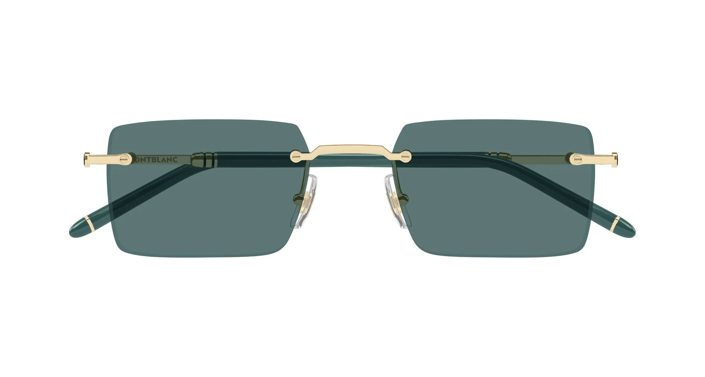 Montblanc MB0482S 004 Occhiali da sole Metallo Oro Verde Squadrata - immagine 2