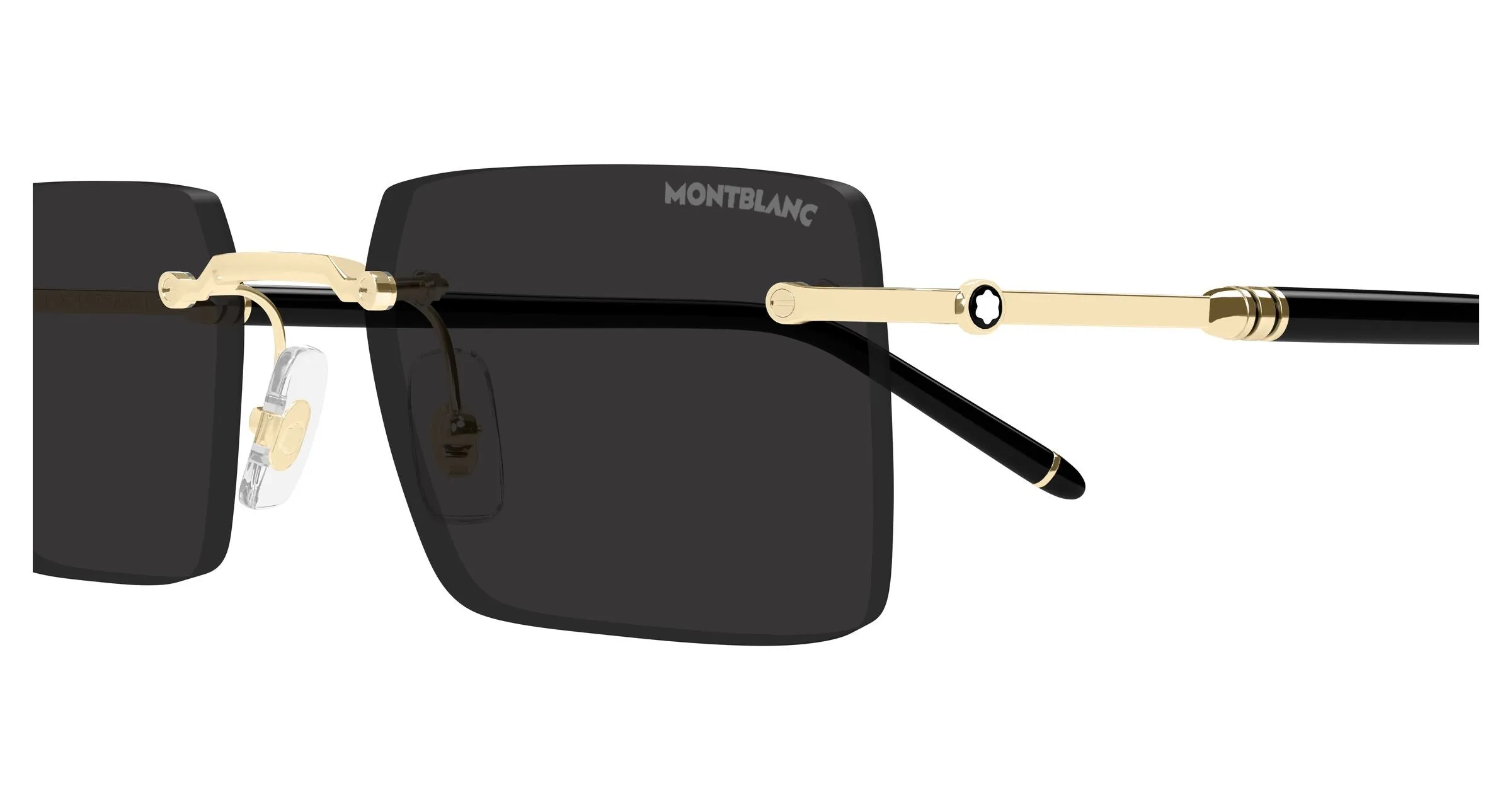 Montblanc MB0482S 001 Occhiali da sole Metallo Oro Grigio Squadrata - immagine 3
