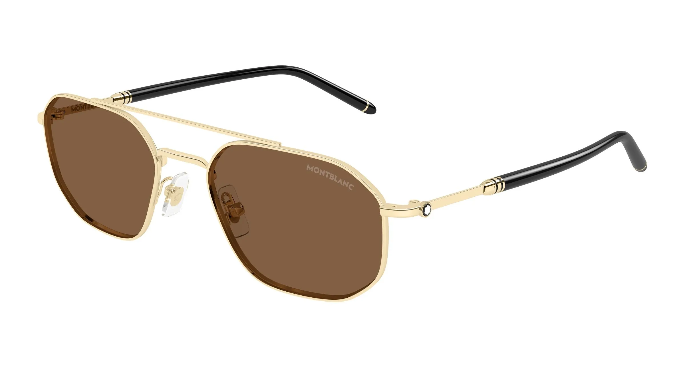 Montblanc MB0481S 002 Occhiali da sole Metallo Oro Marrone Pilot - immagine 1