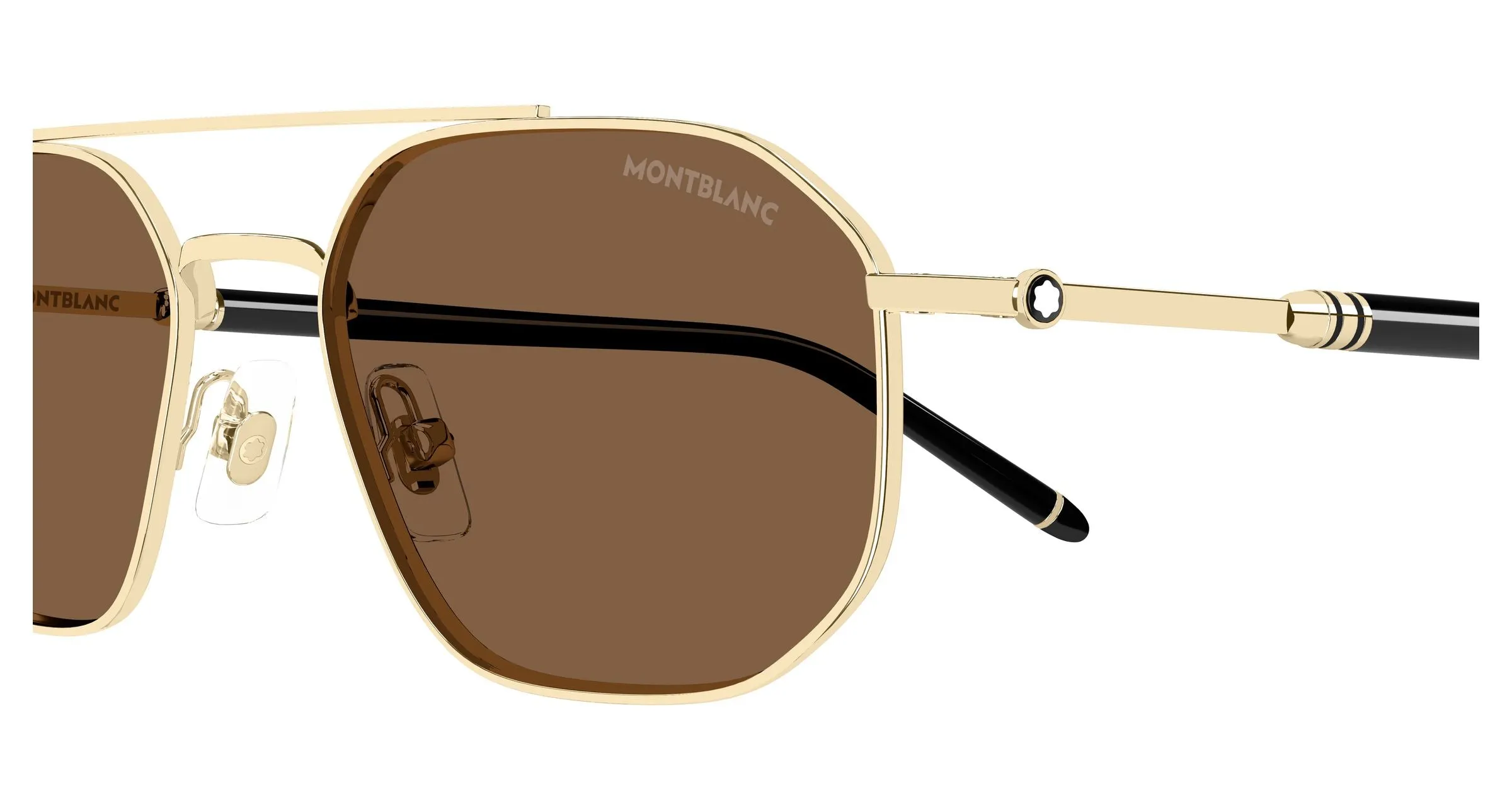 Montblanc MB0481S 002 Occhiali da sole Metallo Oro Marrone Pilot - immagine 3