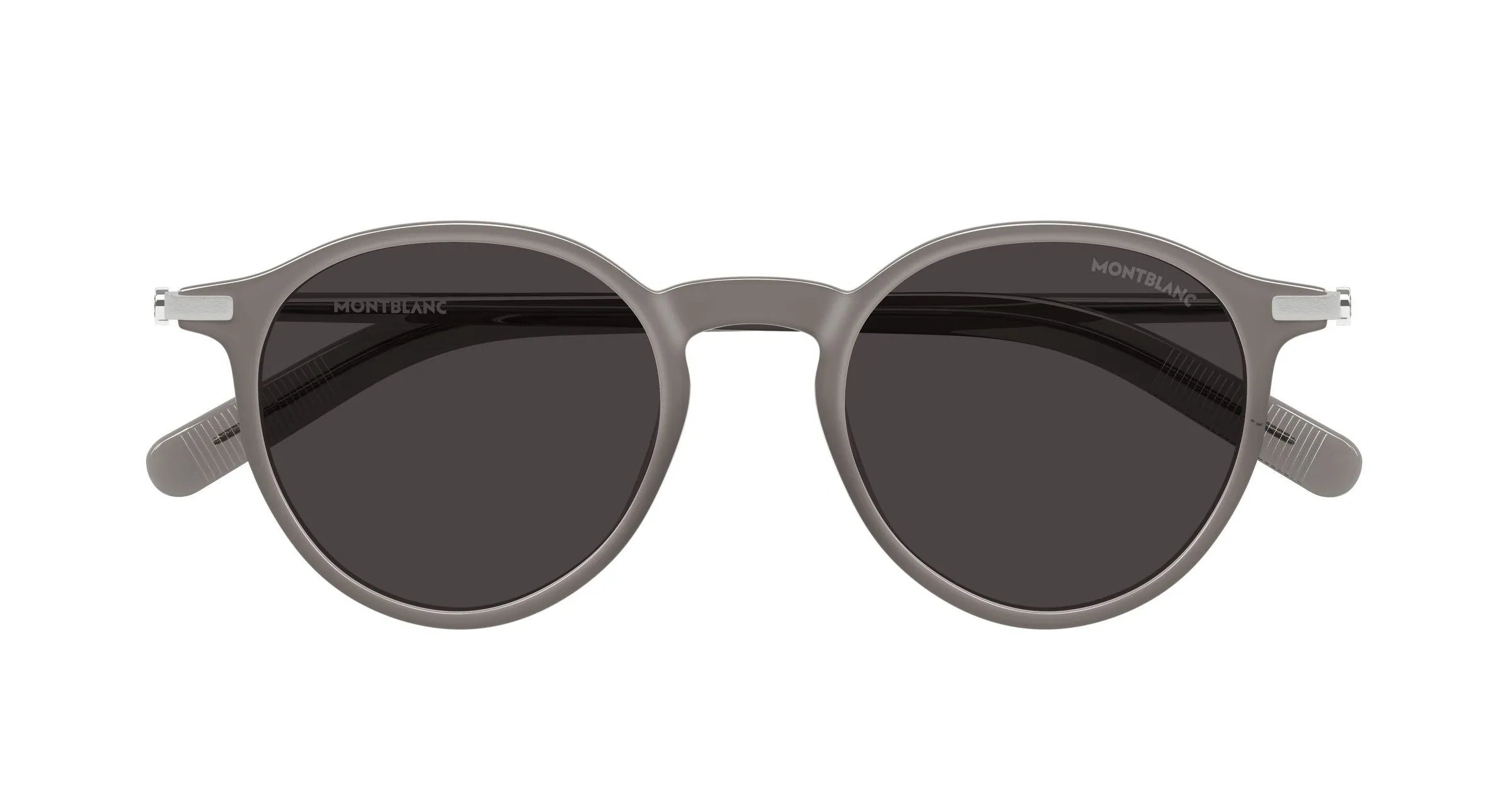 Montblanc MB0461S 005 Occhiali da sole Iniettato Grigio Grigio Rotonda - immagine 2