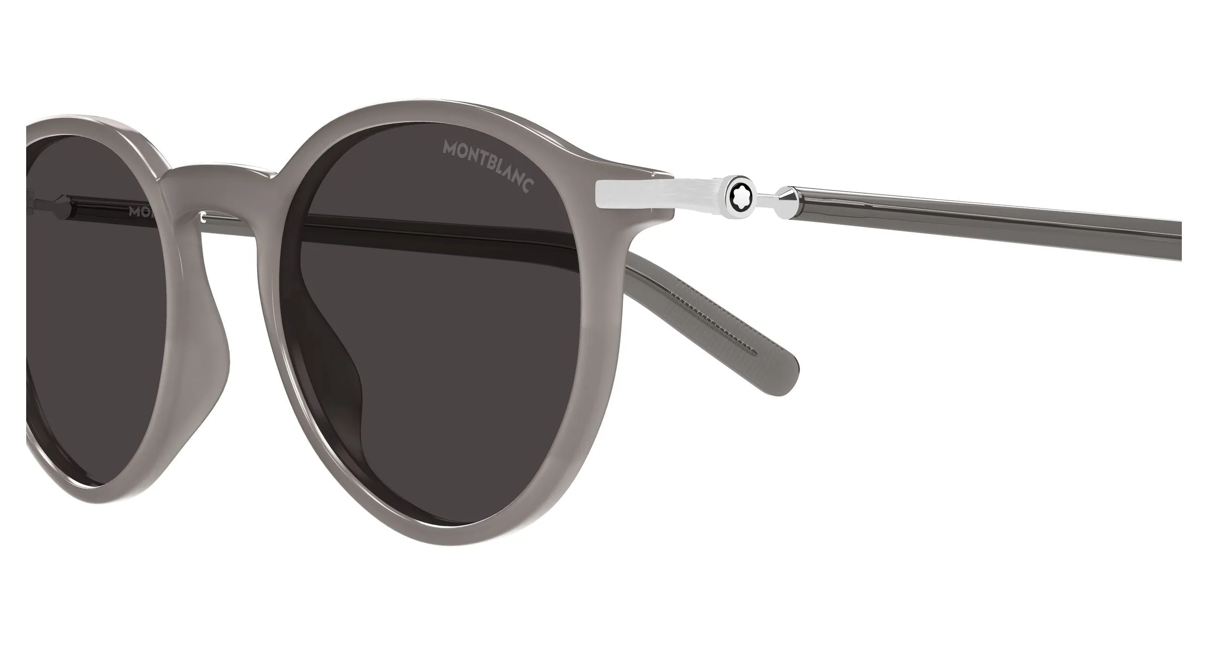 Montblanc MB0461S 005 Occhiali da sole Iniettato Grigio Grigio Rotonda - immagine 3