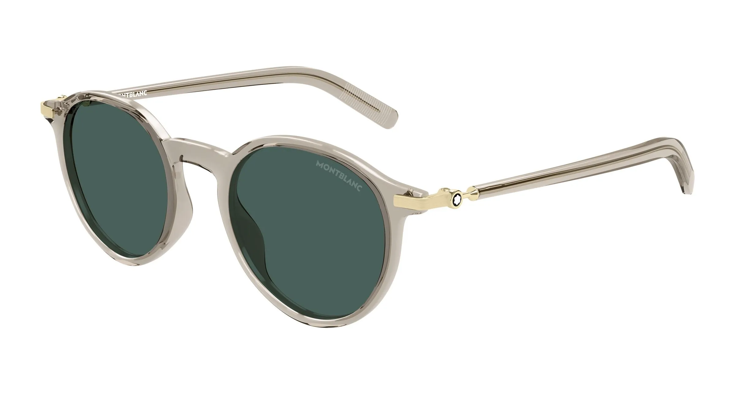 Montblanc MB0461S 004 Occhiali da sole Iniettato Beige Verde Rotonda - immagine 1