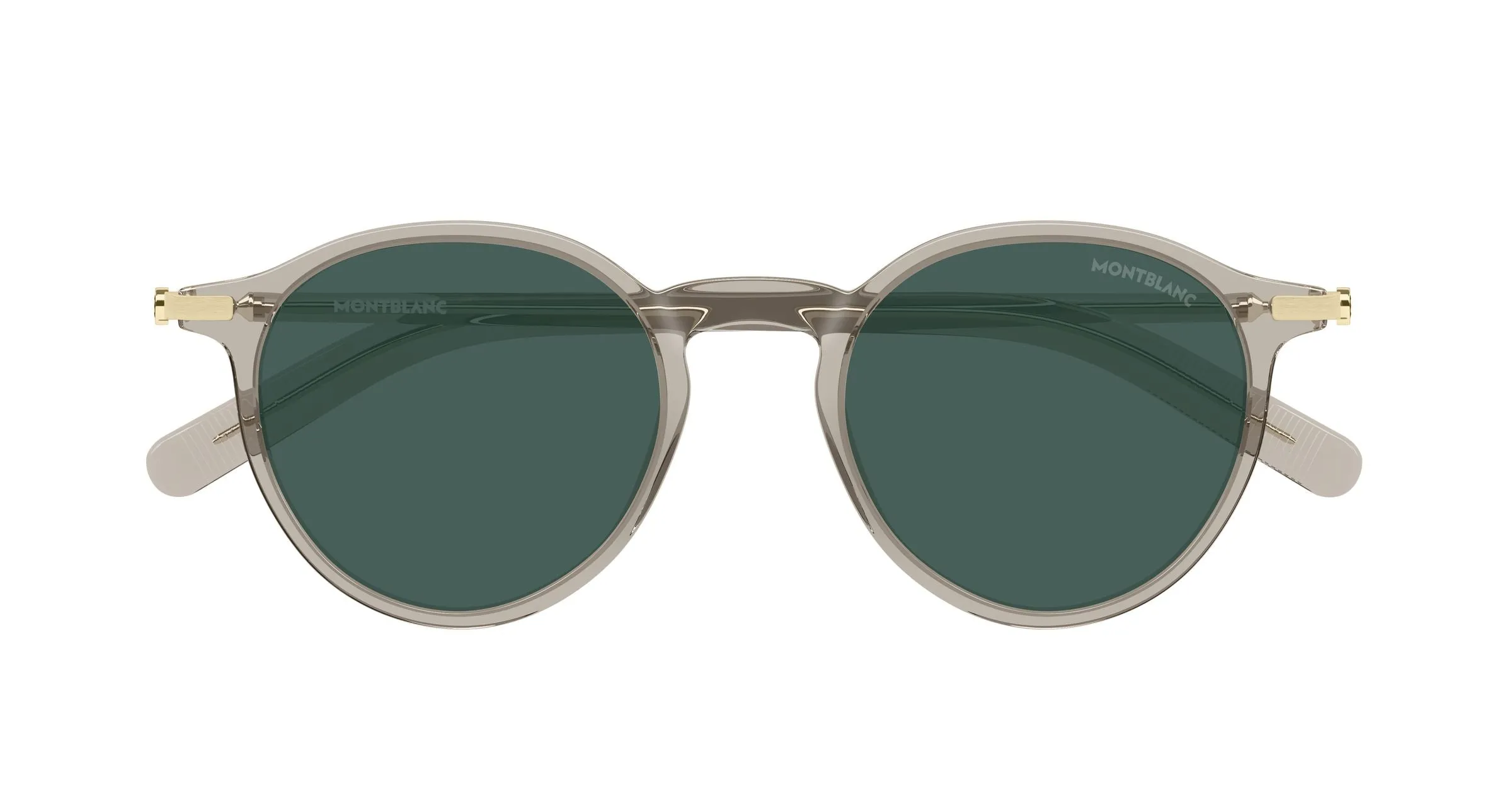 Montblanc MB0461S 004 Occhiali da sole Iniettato Beige Verde Rotonda - immagine 2