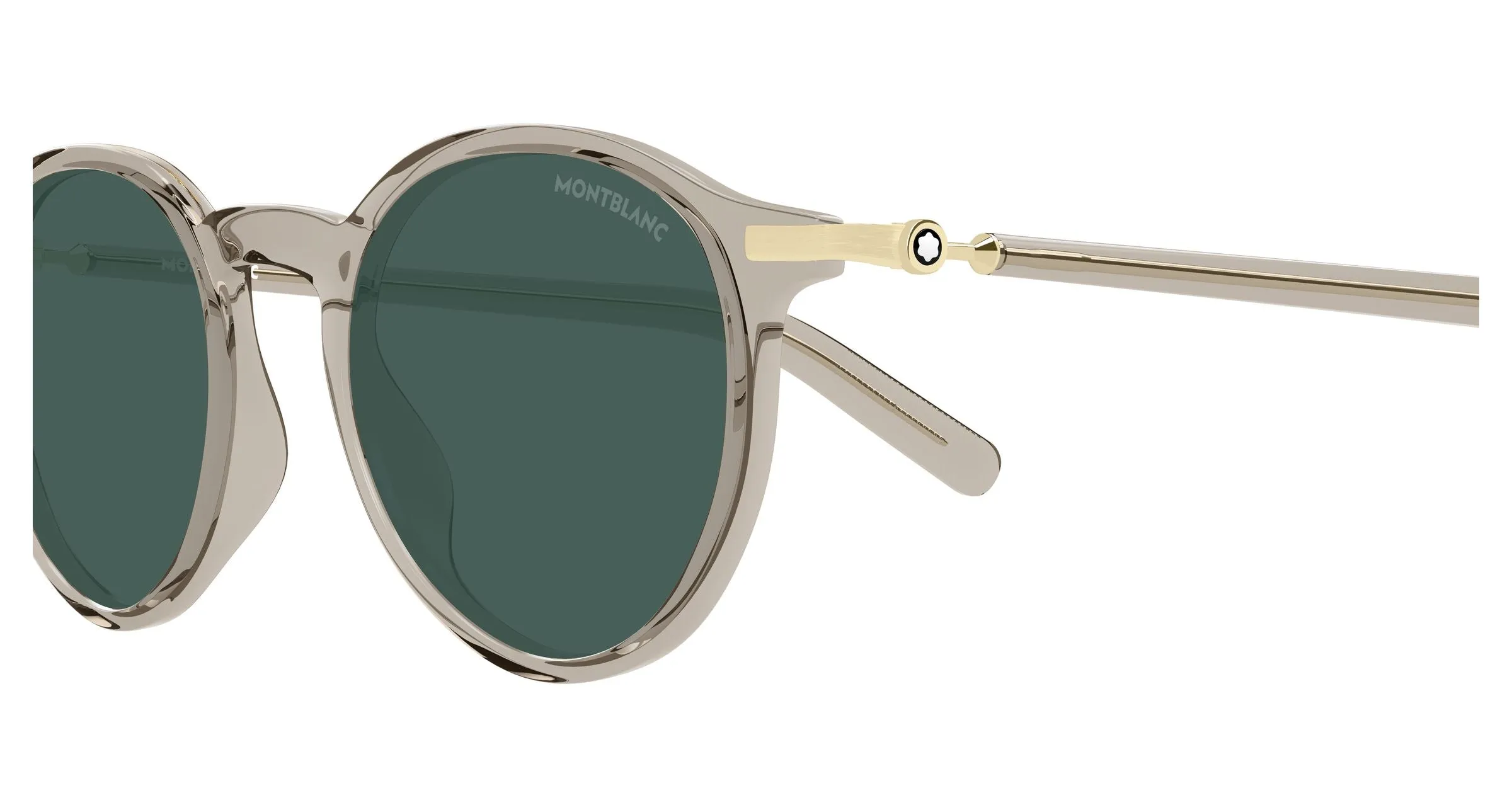 Montblanc MB0461S 004 Occhiali da sole Iniettato Beige Verde Rotonda - immagine 3