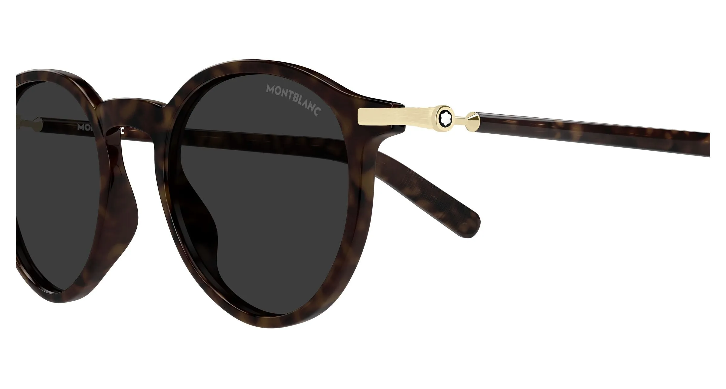 Montblanc MB0461S 003 Occhiali da sole Iniettato Havana Grigio Rotonda - immagine 3