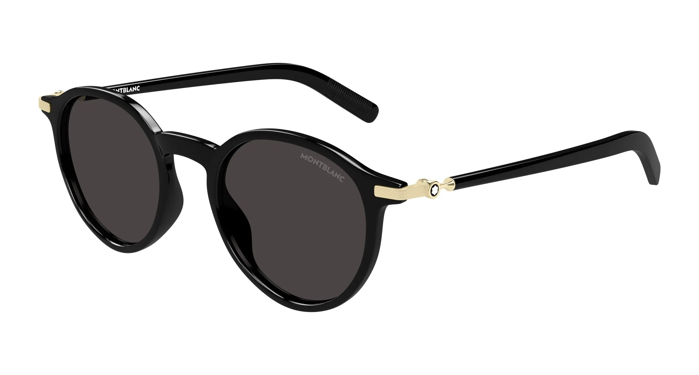 Montblanc MB0461S 001 Occhiali da sole Iniettato Nero Grigio Rotonda - immagine 1