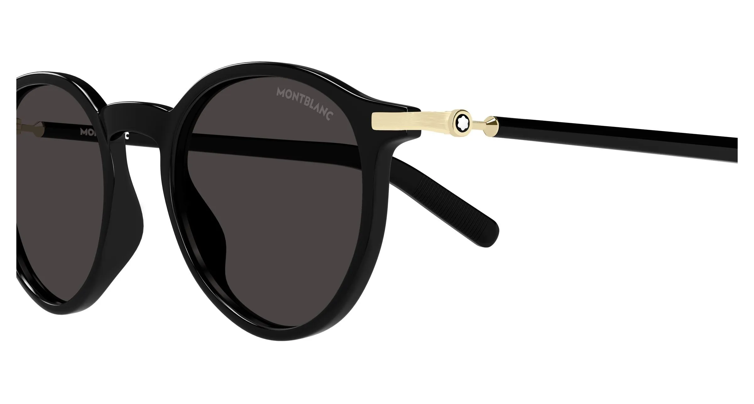 Montblanc MB0461S 001 Occhiali da sole Iniettato Nero Grigio Rotonda - immagine 3