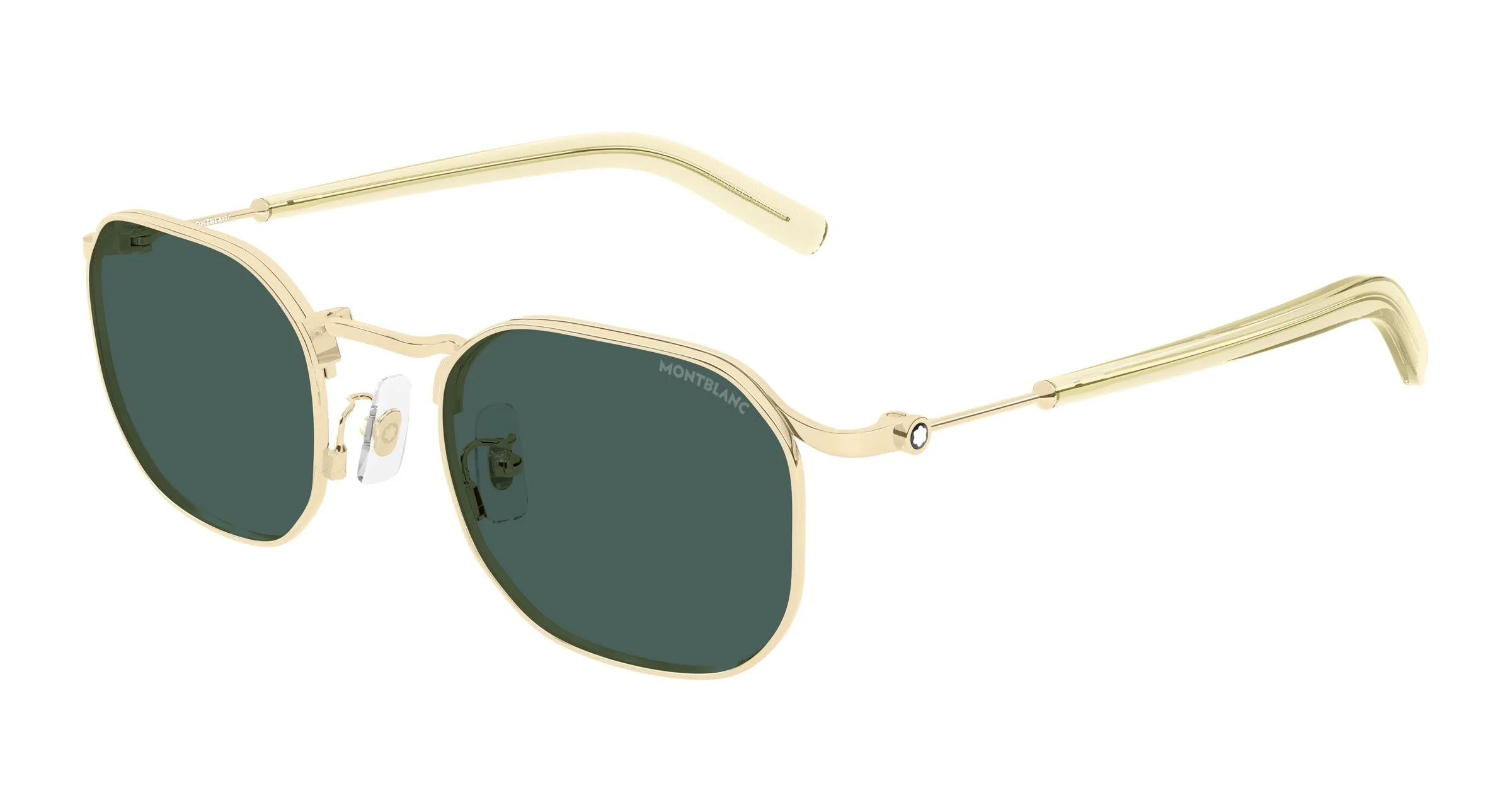 Montblanc MB0459S 004 Occhiali da sole Metallo Oro Verde Geometrica - immagine 1