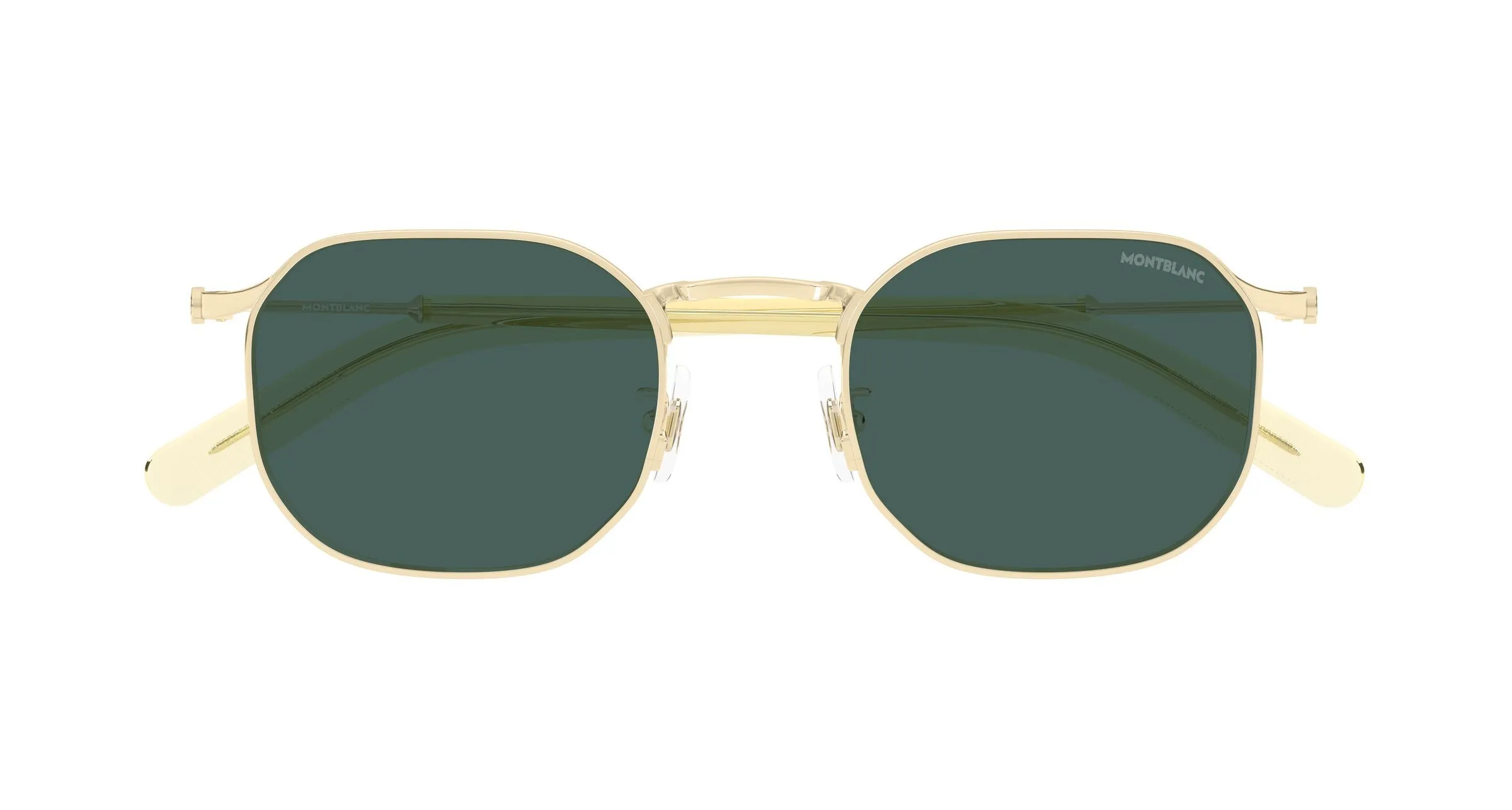 Montblanc MB0459S 004 Occhiali da sole Metallo Oro Verde Geometrica - immagine 2