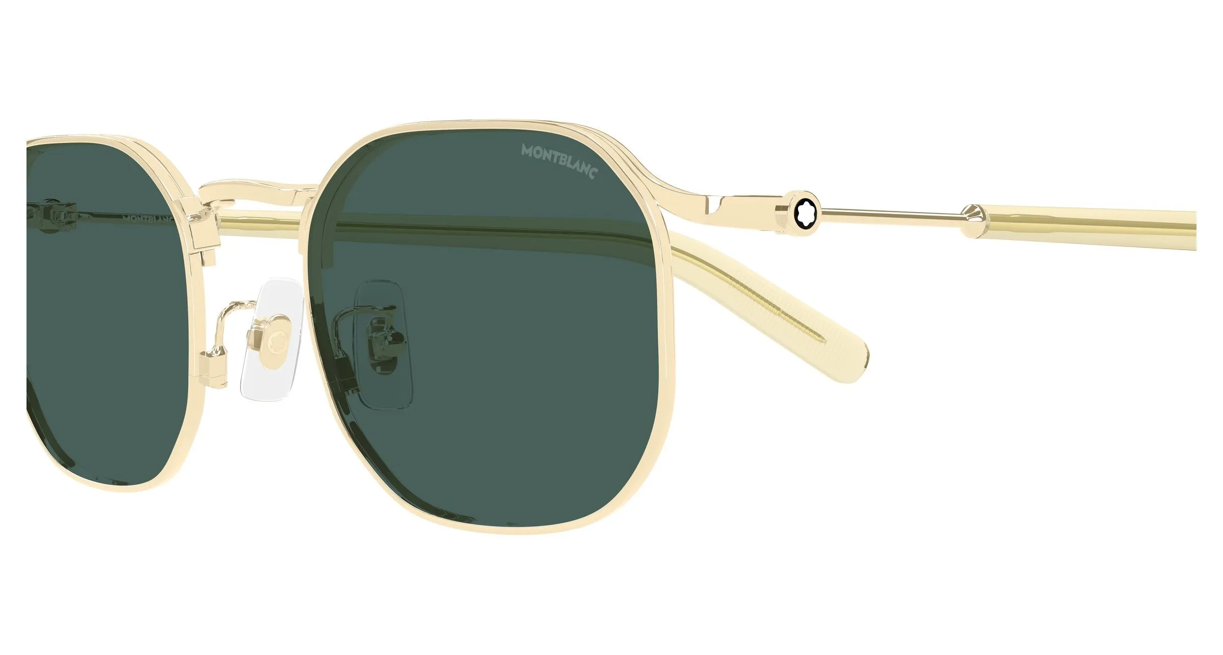 Montblanc MB0459S 004 Occhiali da sole Metallo Oro Verde Geometrica - immagine 3