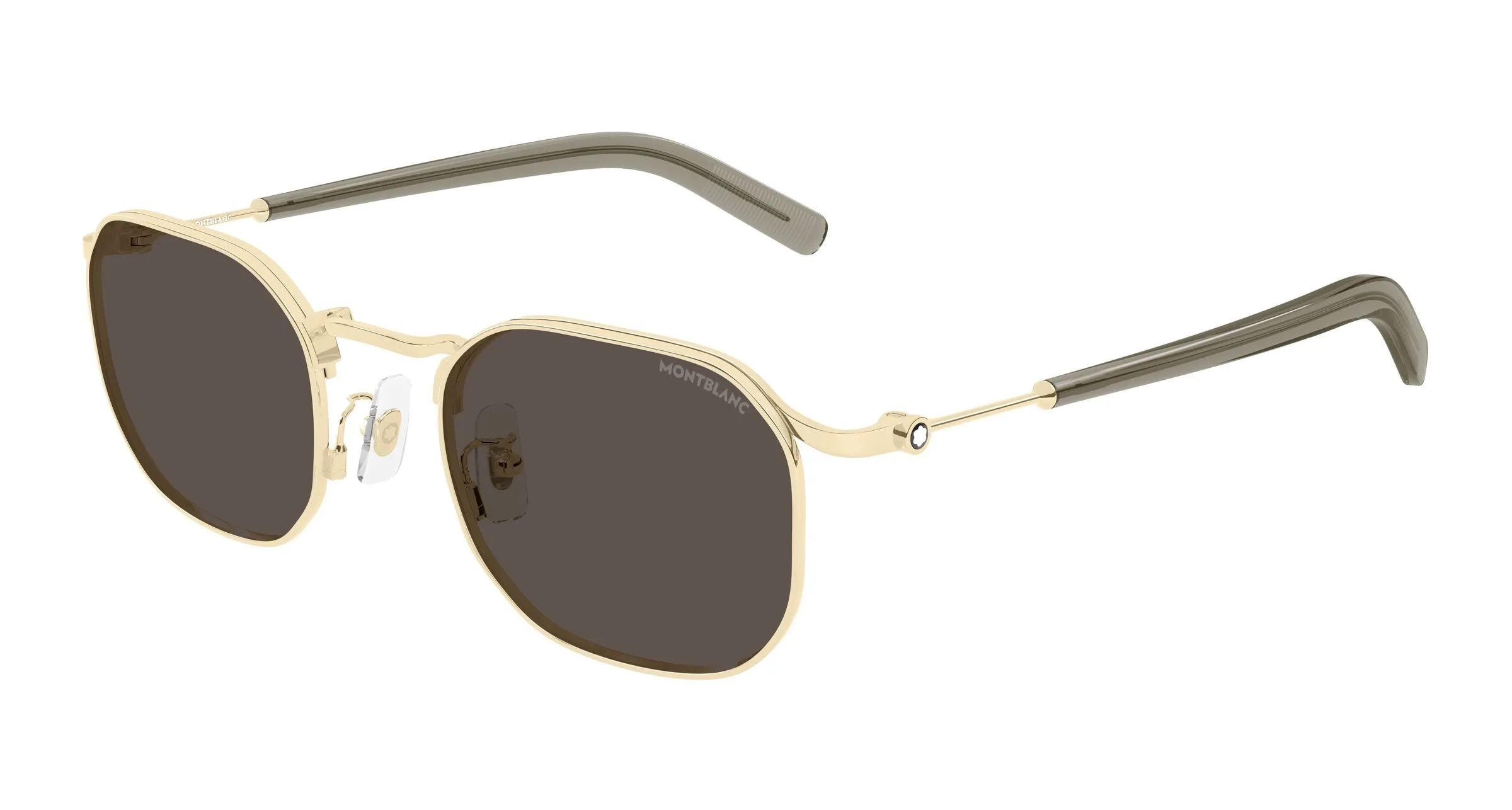 Montblanc MB0459S 003 Occhiali da sole Metallo Oro Marrone Geometrica - immagine 1
