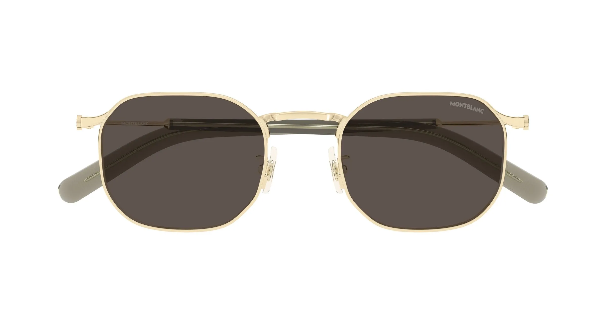 Montblanc MB0459S 003 Occhiali da sole Metallo Oro Marrone Geometrica - immagine 2