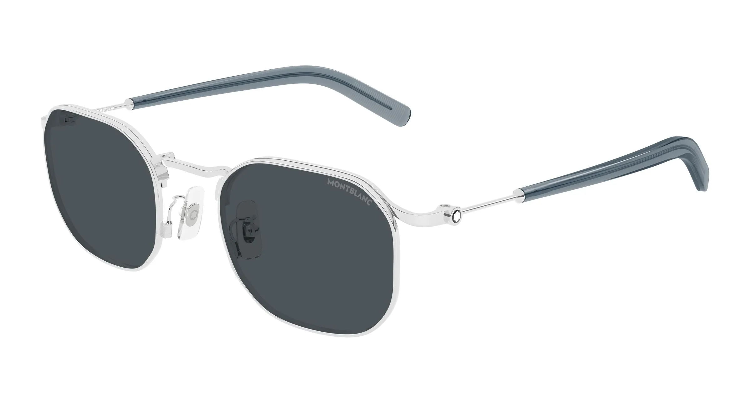 Montblanc MB0459S 002 Occhiali da sole Metallo Argento Grigio Geometrica - immagine 1