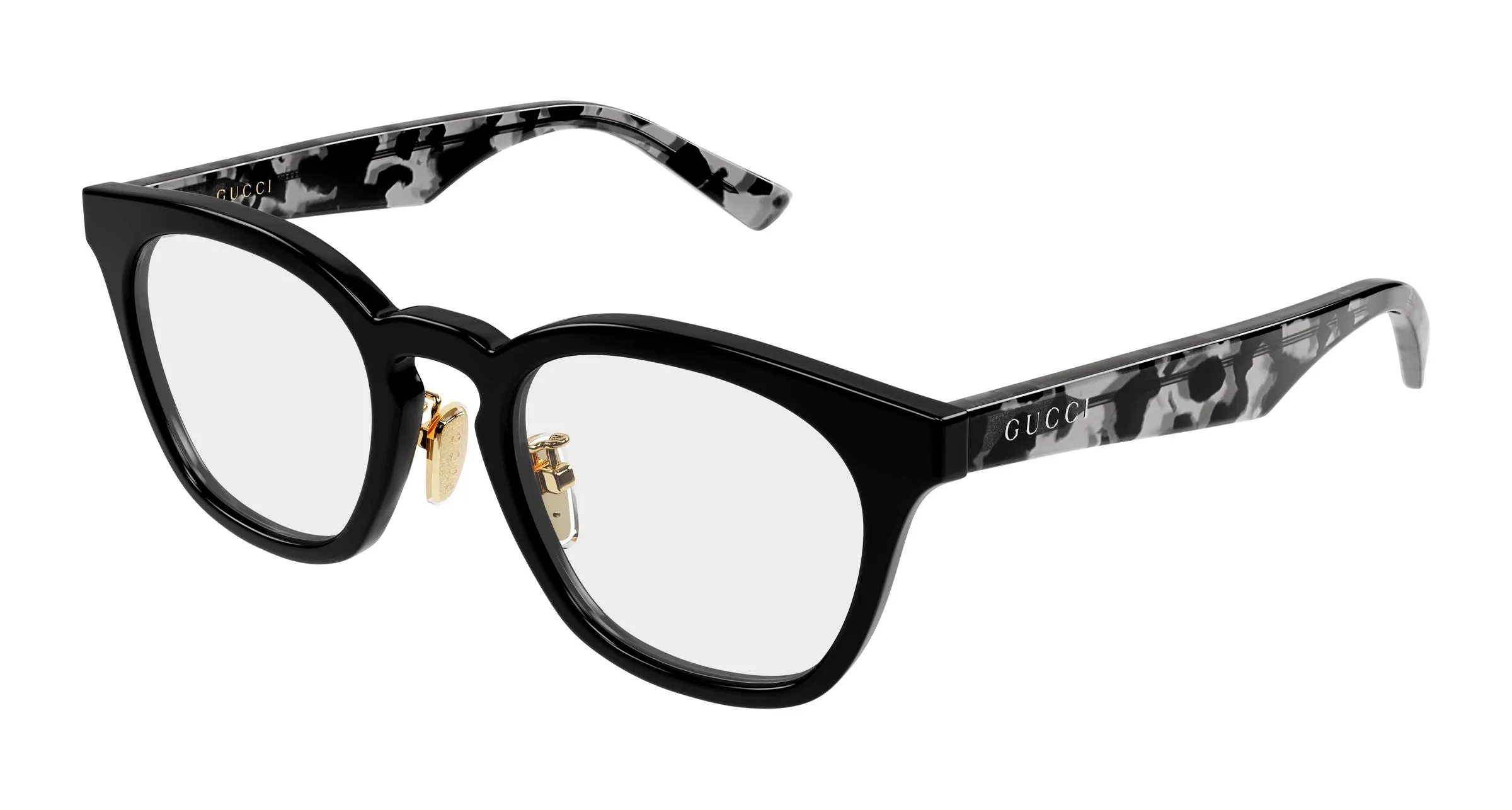 Gucci GG2187OA 008 Montature da vista Acetato Nero Trasparente Rotonda - immagine 1