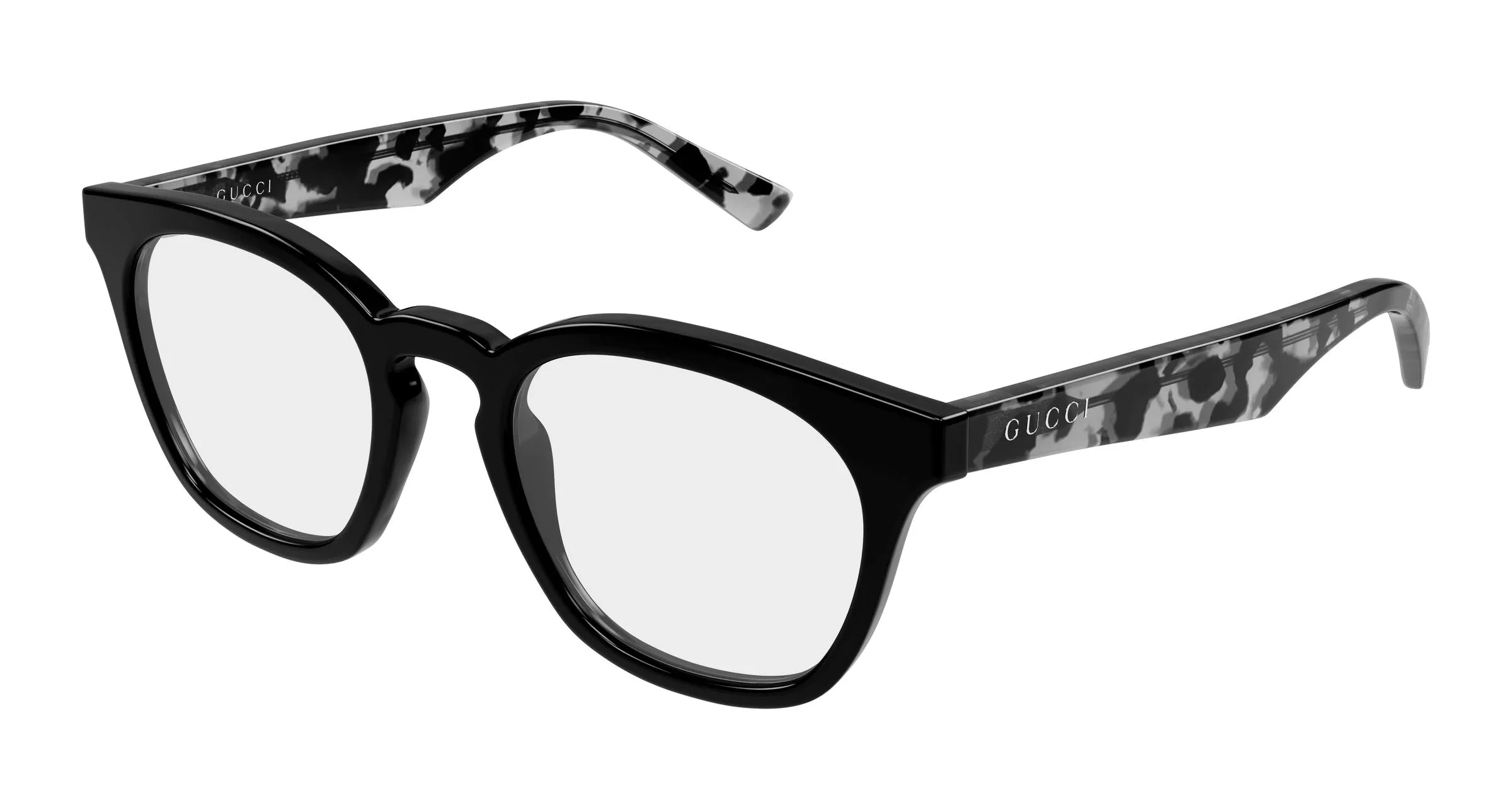 Gucci GG2185O 004 Montature da vista Acetato Nero Trasparente Rotonda - immagine 1