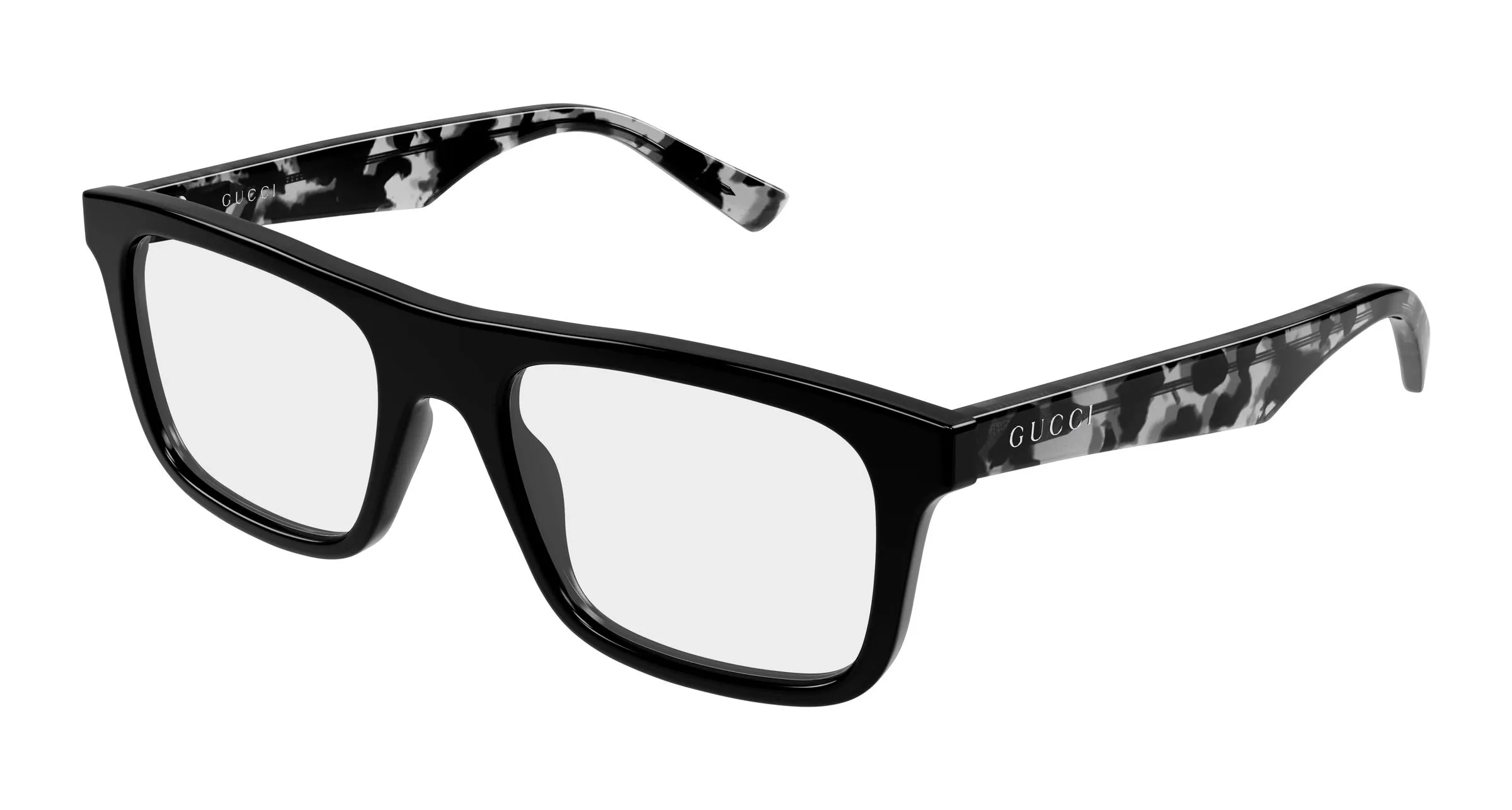 Gucci GG2184O 004 Montature da vista Acetato Nero Trasparente Squadrata - immagine 1