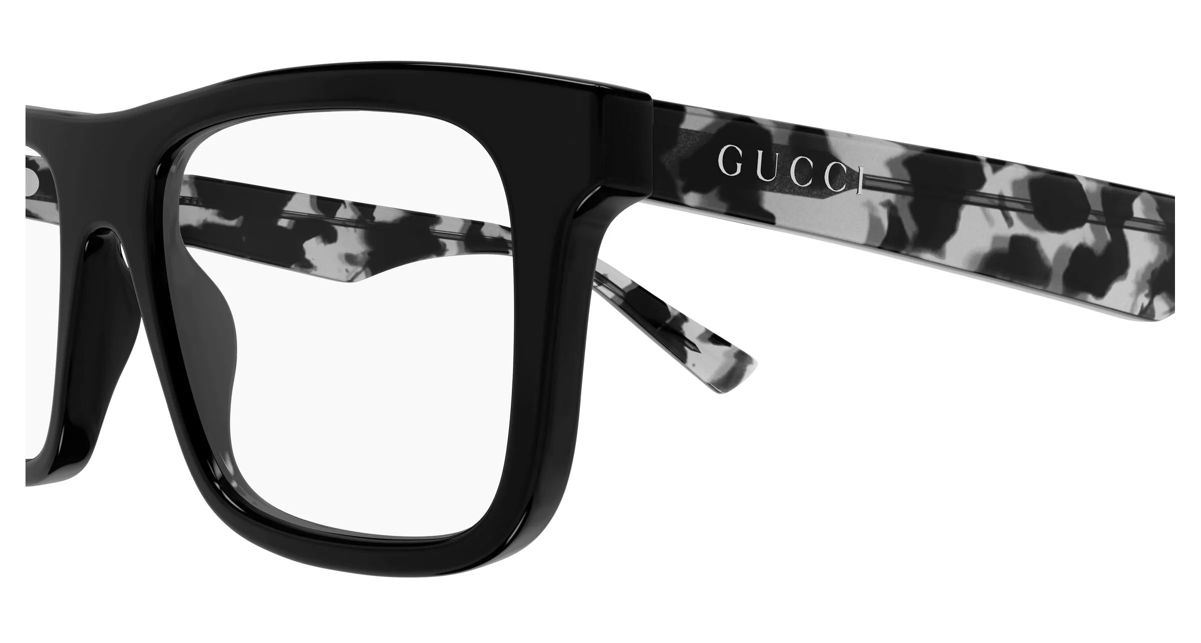 Gucci GG2184O 004 Montature da vista Acetato Nero Trasparente Squadrata - immagine 3