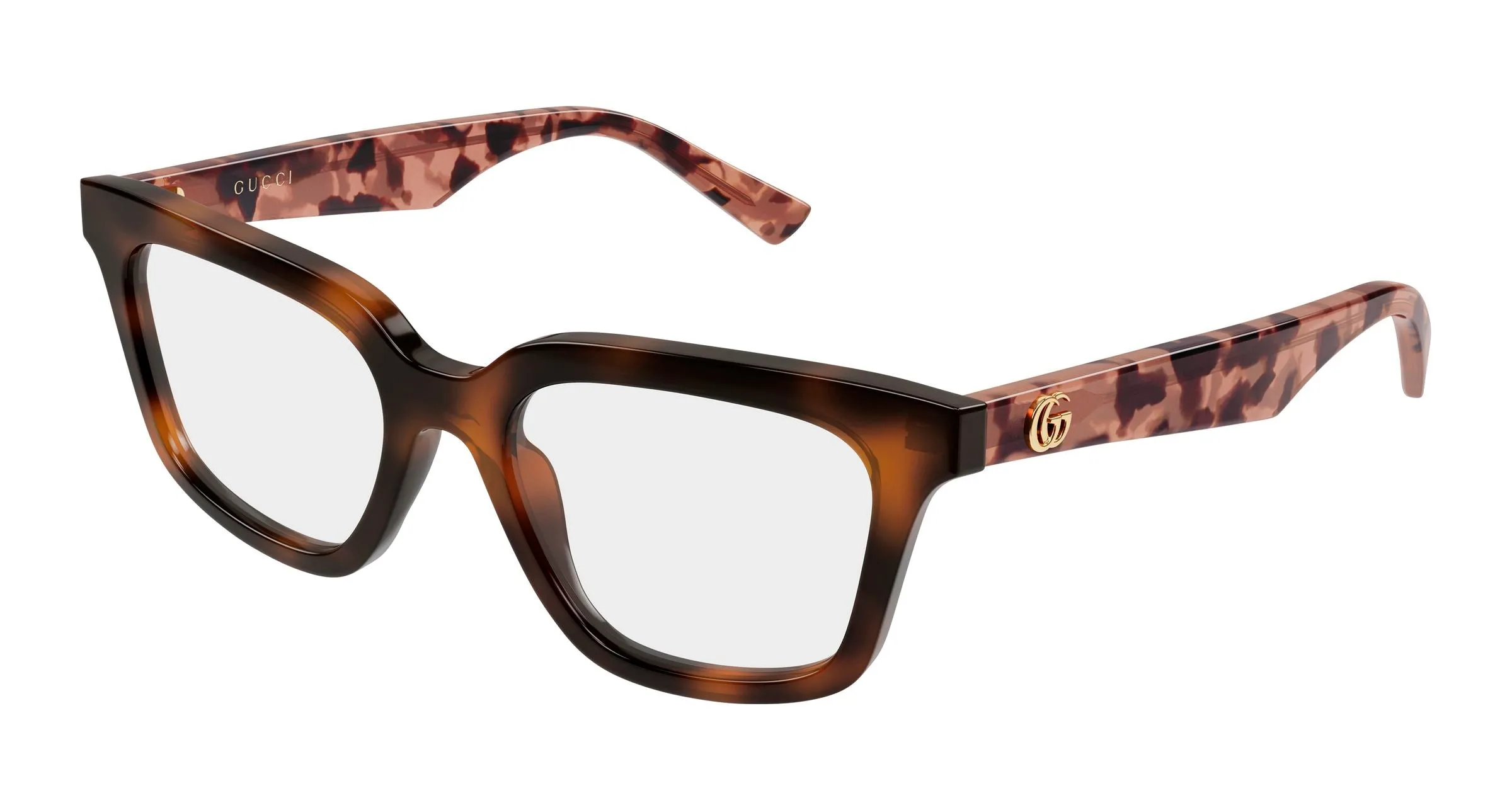 Gucci GG2180O 004 Montature da vista Acetato Havana Trasparente Squadrata - immagine 1