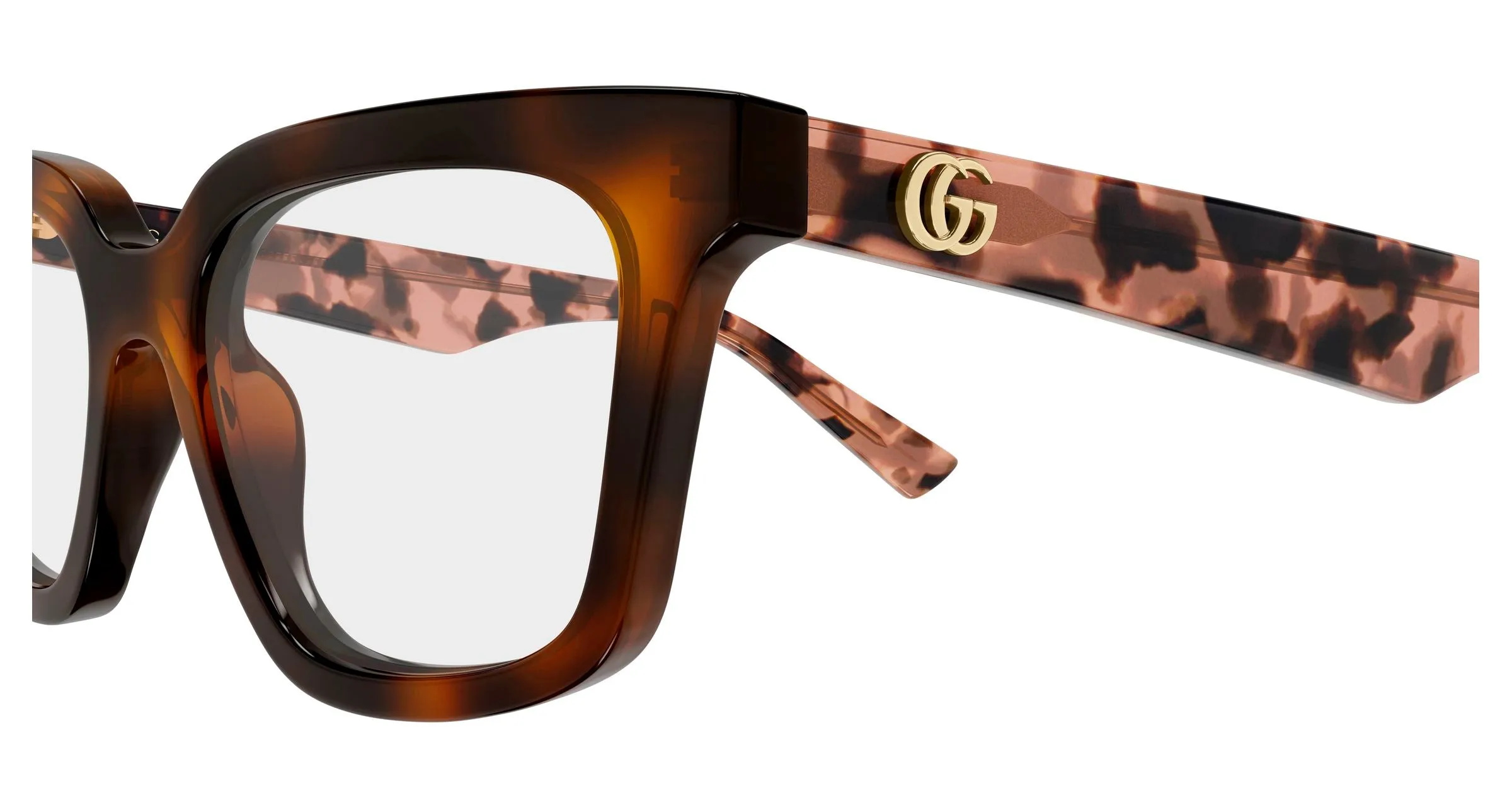 Gucci GG2180O 004 Montature da vista Acetato Havana Trasparente Squadrata - immagine 3